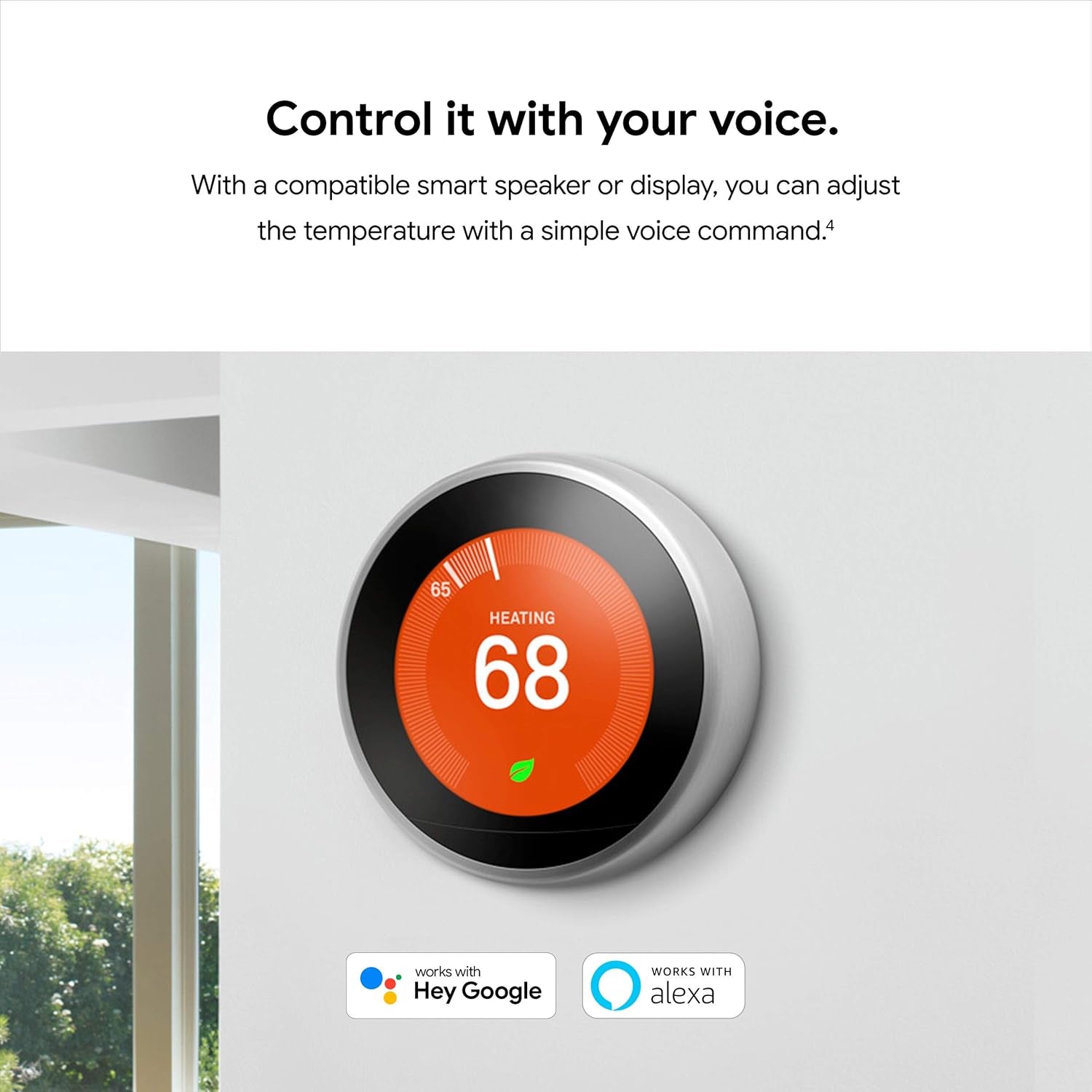 Nest Learning Thermostat - 3Rd Gen (2015) - Programmable Smart Thermostat for Home - Works with Alexa - White