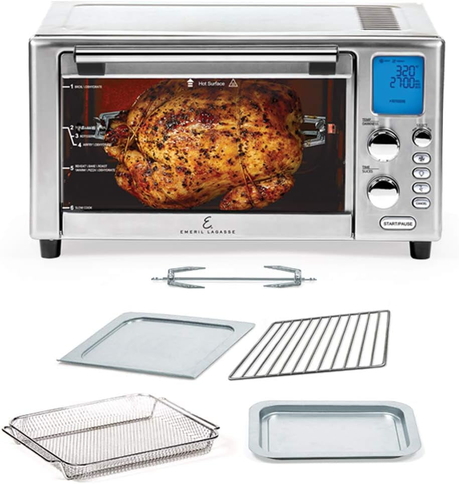 Everyday 360 Stainless Steel Air Fryer, 360° Quick Cook Technology, XL Capacity, 9-In-1, 12 Pre-Set Cooking Functions Including Bake, Rotisserie, Broil, Pizza, Slow Cook, Toaster