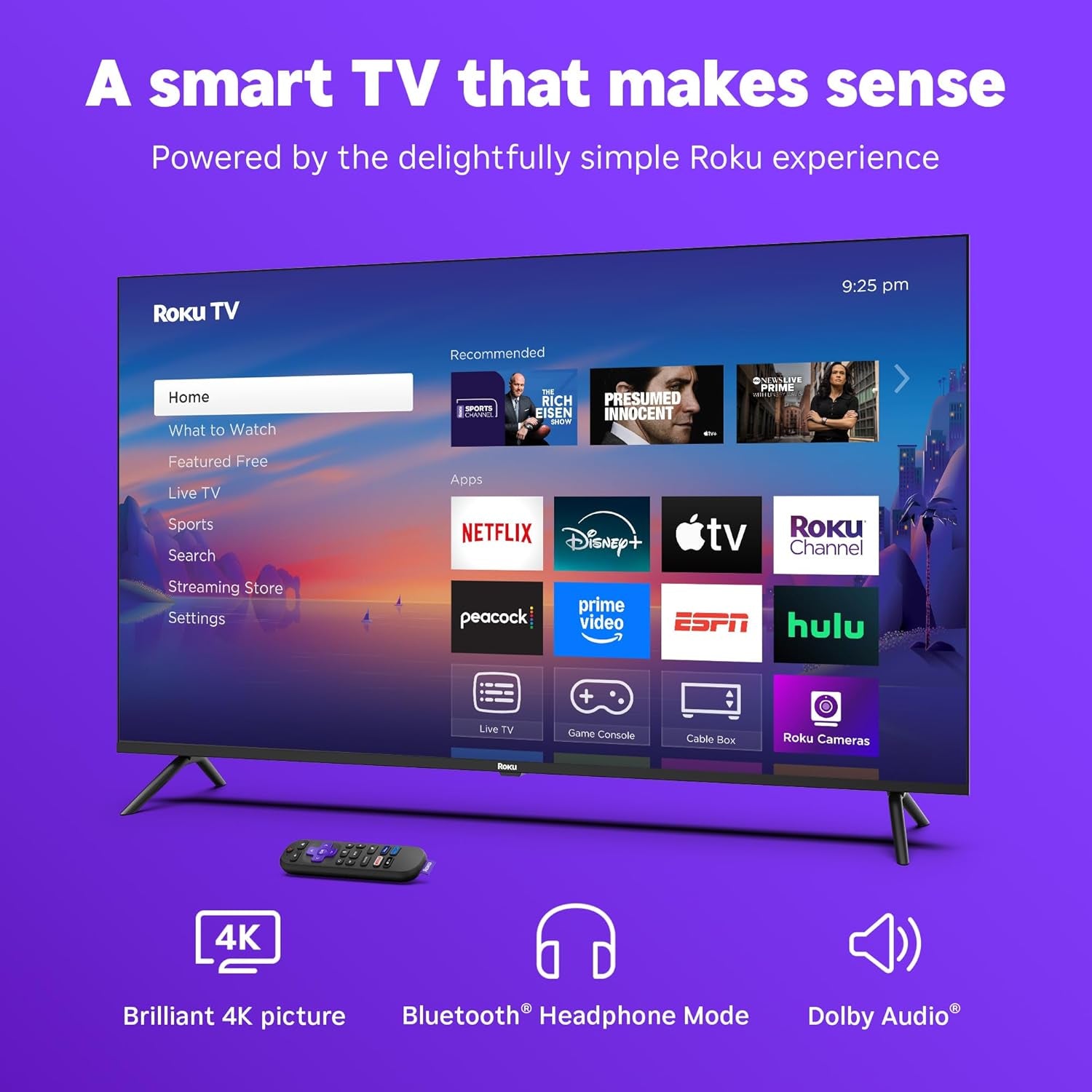 Smart TV 2025 – 50-Inch Select Series, 4K HDR TV – tv with Enhanced Voice Remote – Flat Screen LED Television with Wi-Fi for Streaming Live Local News, Sports, Family Entertainment