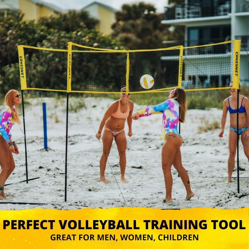 Quick Assemble 4 Square Volleyball Game Set for Adults and Kids with Volleyball Net, Backpack and Ball for Outdoor Games