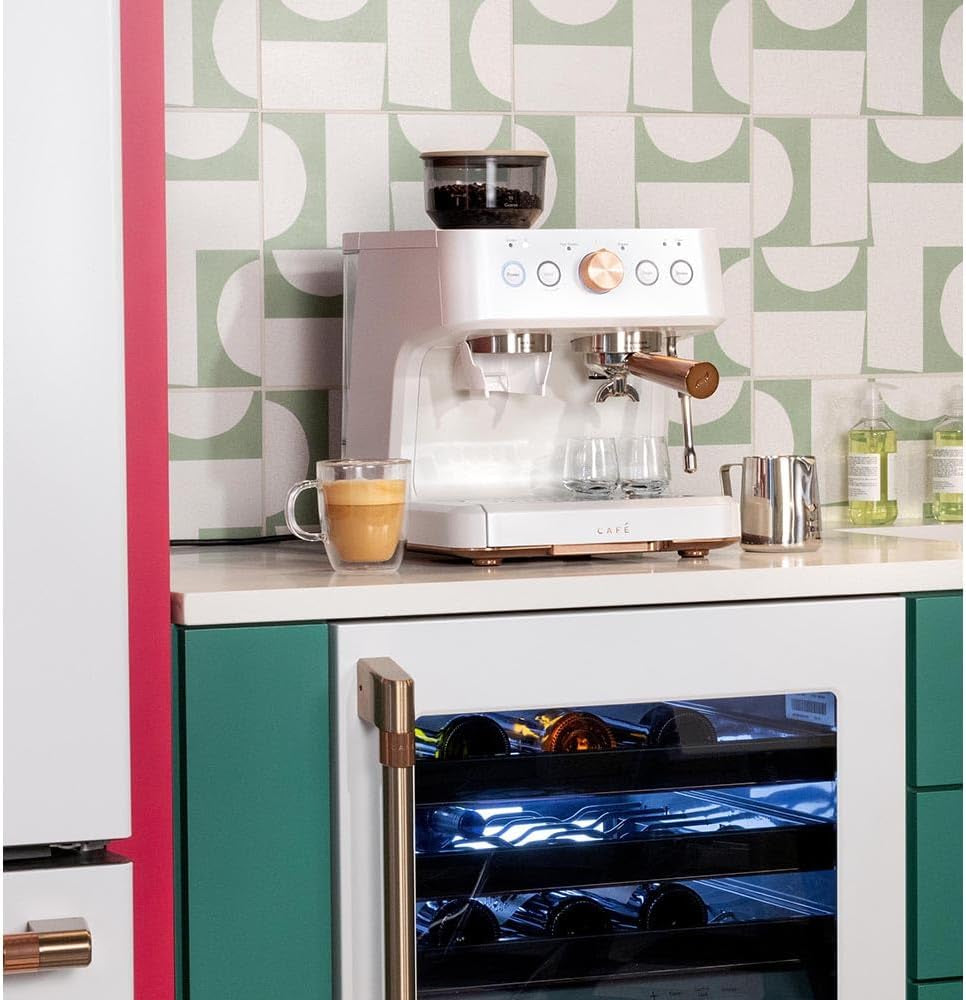 Bellissimo Semi Automatic Espresso Machine + Milk Frother | Wifi Connected, Smart Home Kitchen Essentials | Built-In Bean Grinder, 15-Bar Pump & 95-Ounce Water Reservoir | Matte White