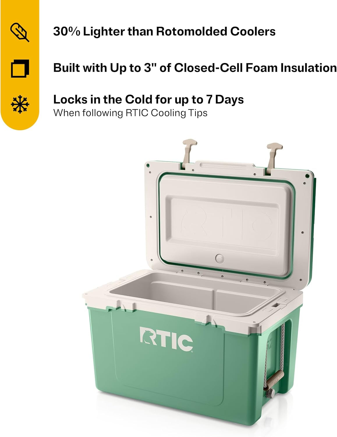 Ultra-Light 52 Quart Hard Cooler Insulated Portable Ice Chest Box for Beach, Drink, Beverage, Camping, Picnic, Fishing, Boat, Barbecue, 30% Lighter than Rotomolded Coolers