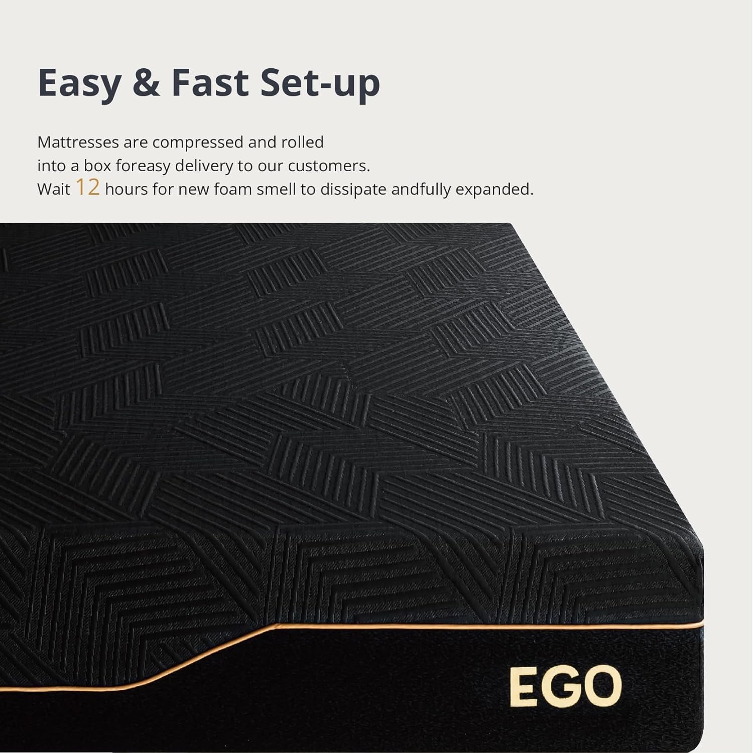 EGOHOME 14 Inch Queen Memory Foam Mattress for Back Pain, Cooling Copper Gel Bed in a Box, Foam Made in USA, Certipur-Us Certified, Therapeutic Medium Firm, 60X80X14 Black