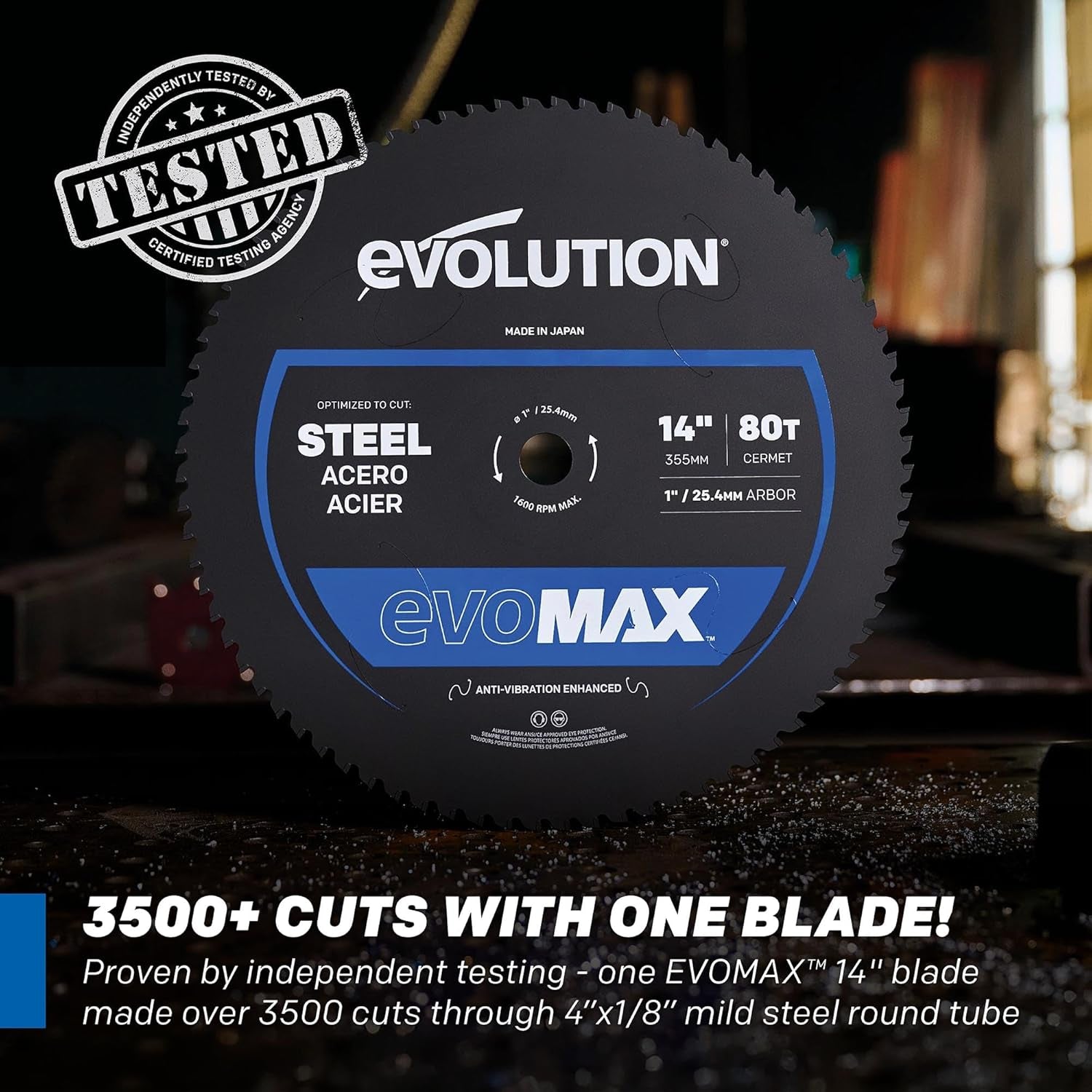 S15CPS 15" Heavy-Duty Metal Cutting Chop Saw | 3,500+ Cuts with EVOMAX14ST Blade | 15" Blade Compatible | Industrial Power Saw, Soft Start Motor, E-Brake, Precision Shadow Line Guide
