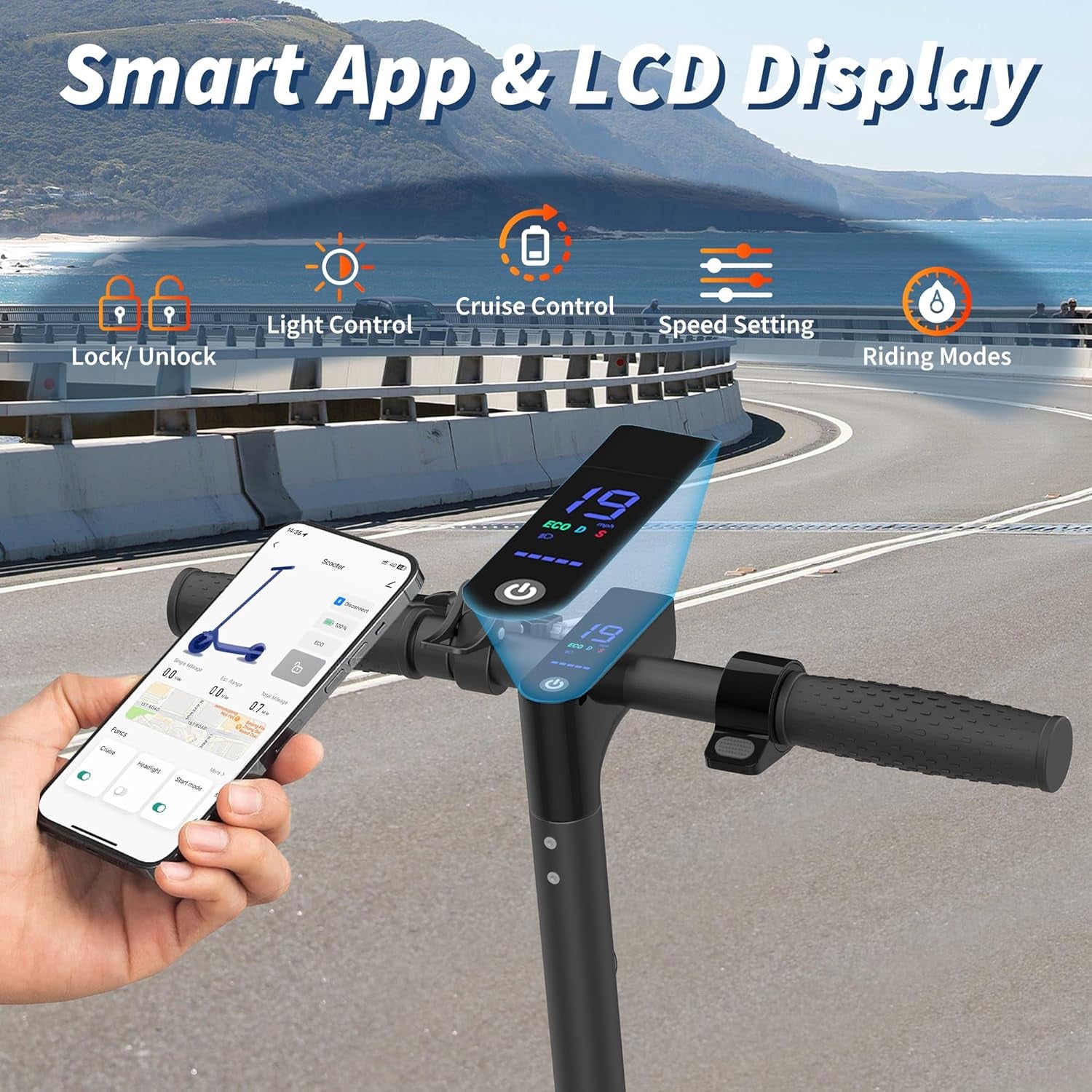 Electric Scooter with Seat for Adults - 19MPH & 21-Mile Range, 350W Motor, 8.5" Solid Tires with App Control & Dual Brake System - UL2272 Certified Folding Commuter E-Scooter for Adults