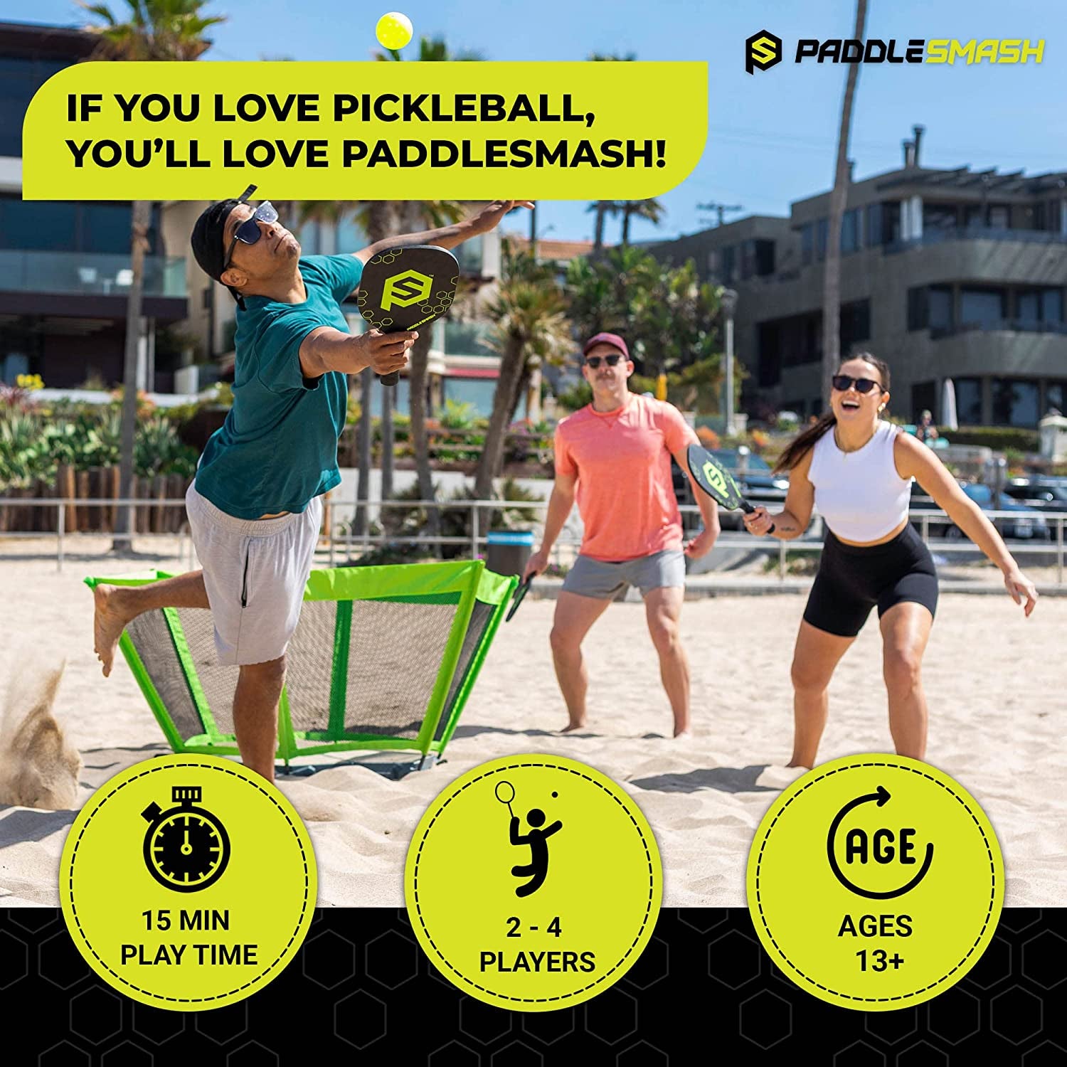 Pickleball Yard Game as Seen on Shark Tank - Beach, Backyard, Tailgate & Lawn, Outdoor Activities for Adults and Family - Easy Assembly