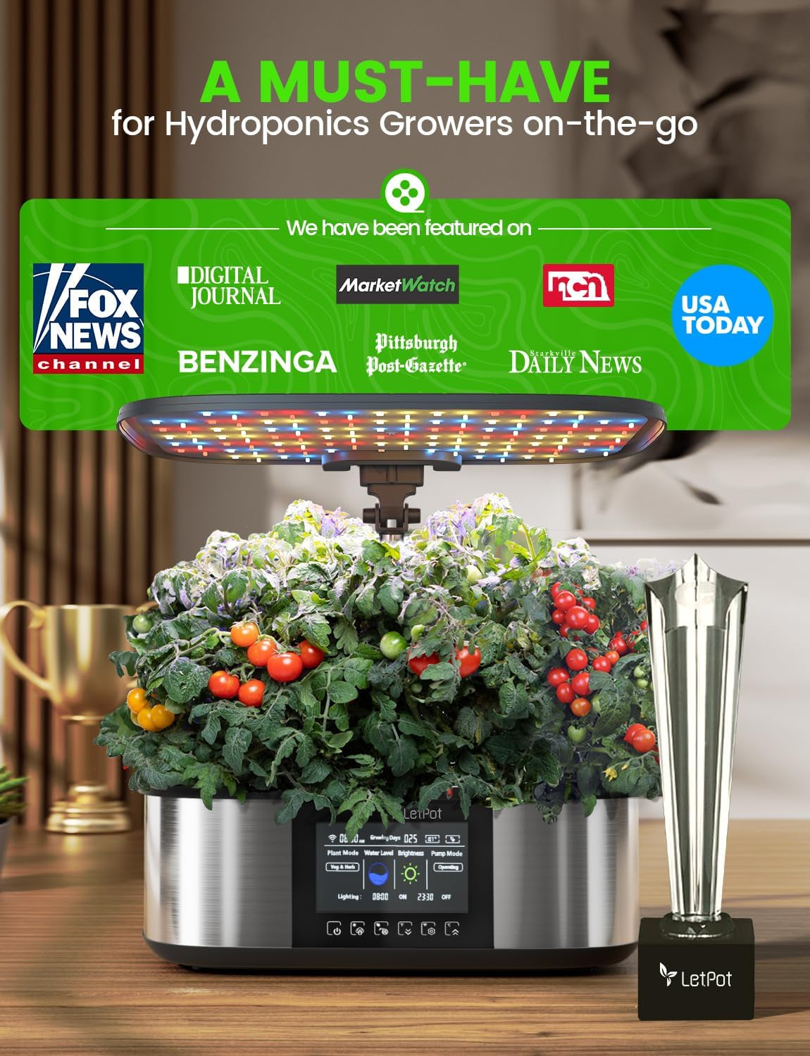 Lph-Max Hydroponics Growing System Kit, 21 Pods APP & Wifi Automatic Controlled Smart Indoor Garden with 36W LED Grow Light, Auto Drip Irrigation Kits, Self-Managed Nurturing & Watering