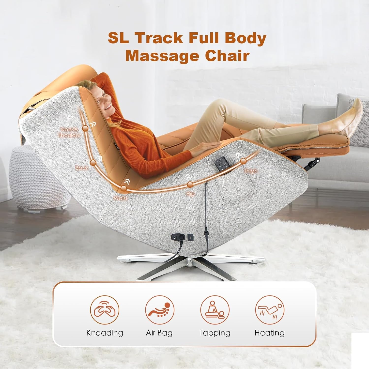 Zero-Gravity Massage Chair | Massage and Leisure Dual-Use Chair,360° Swivel,Heat, Low-Noise 3D Bluetooth Speaker | Living Room(Brown