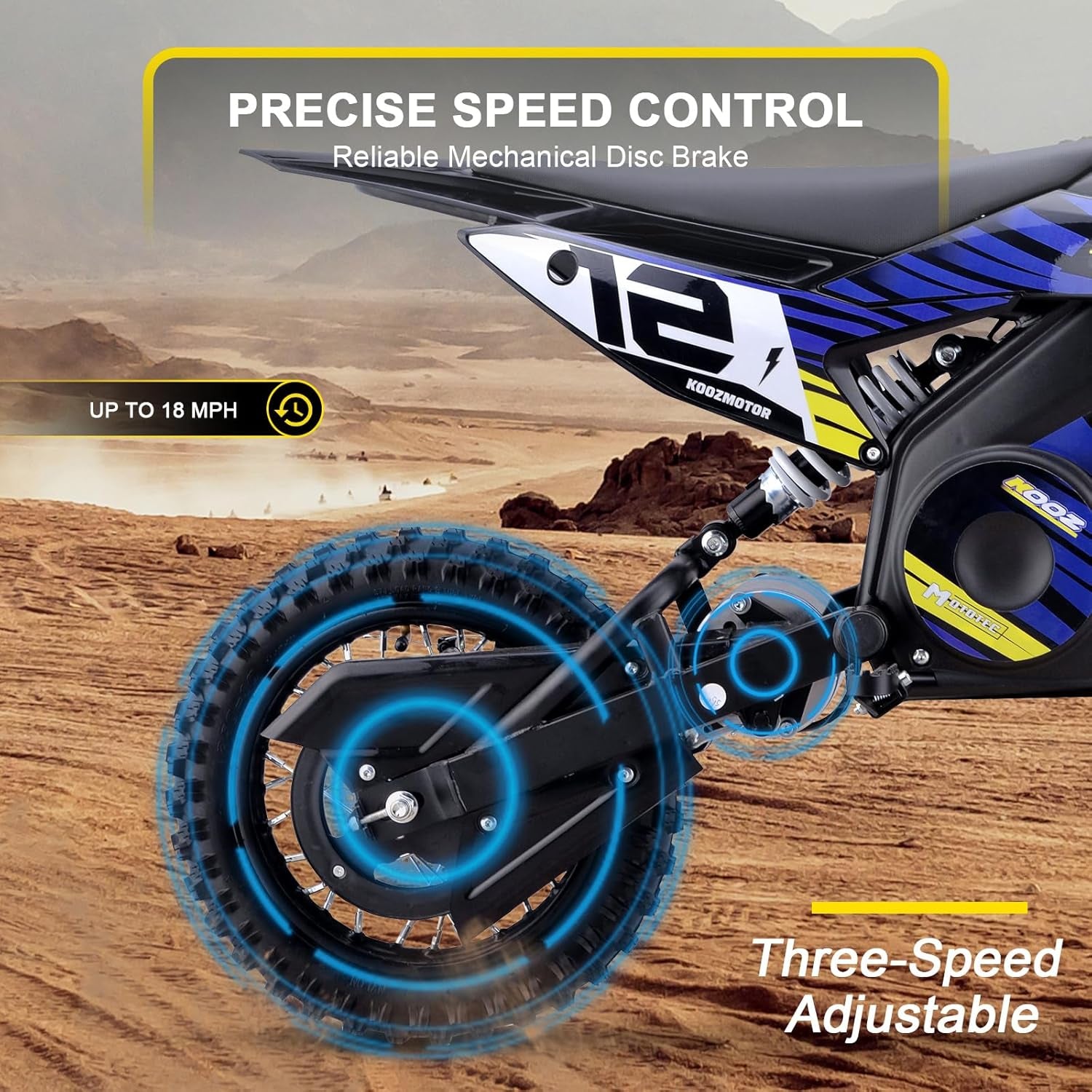 HP112E 36V 1000W Electric Dirt Bike for Kids, 3 Speed Modes Teen Electric Motorcycle up to 18 MPH & 15 Miles Long-Range, Dual Suspension & Disc Brake, 16" Sturdy Tire for Kids Teenagers, Blue