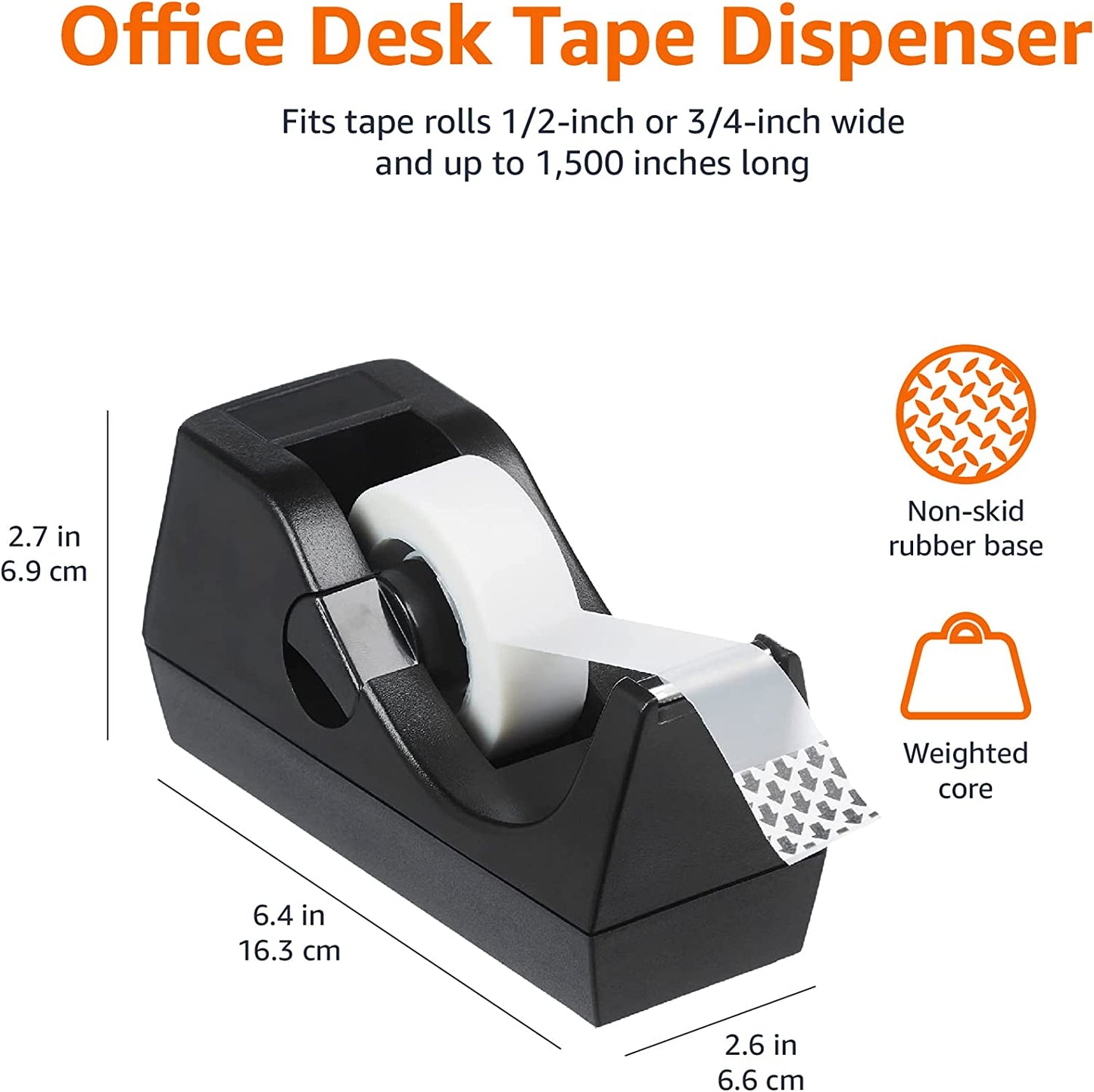 Weighted Office Desk Tape Dispenser - 3-Pack