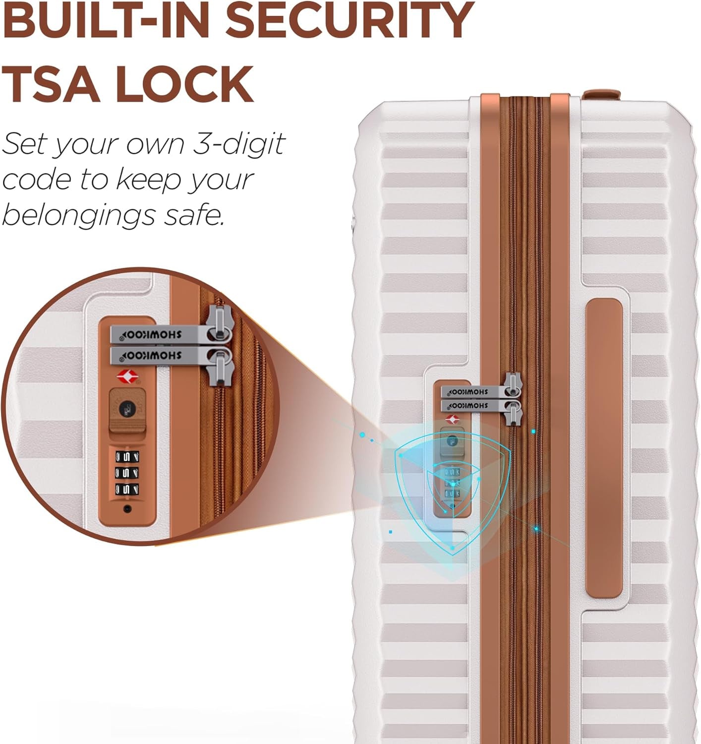Luggage Sets 3 Piece Hardside Expandable Suitcase with Double Spinner Wheels Tsa Lock, (Beige White, 5 Piece Set)