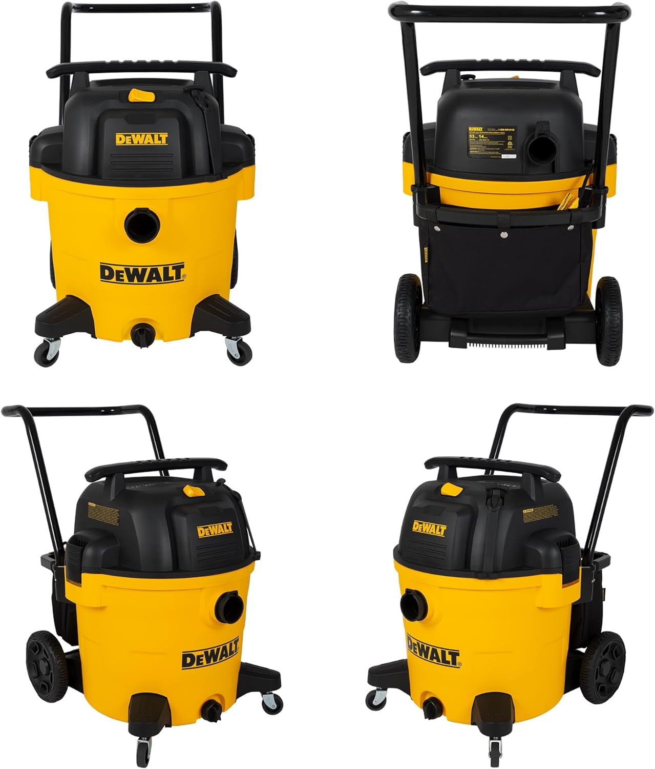 DXV14P Shop Vacuum Wet/Dry 14 Gallon, 6 HP Wet/Dry Vac with 110 CFM Powerful Scution, Yellow