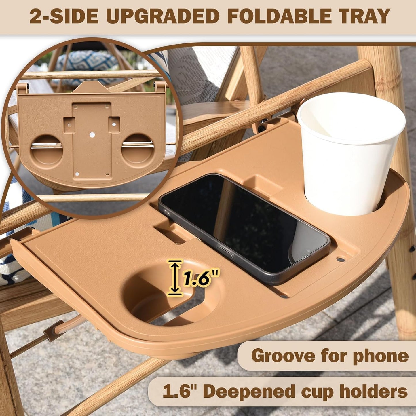 3 Person Patio Swing Outdoor Swing for Adults with Adjustable Canopy &Upgraded Cup Holders Textilene Fabric Porch Swing Chair with Stand Heavy Duty 800 LBS