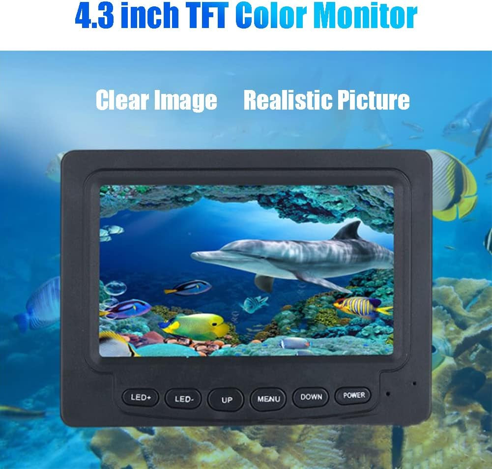 Fish Finder Kit, Underwater Fishing Camera with 4.3'' Display, Portable Video Fish Finder, Led Brightness Adjustment, Aluminum Alloy 165° View Fish Model Camera, for Lake Fishing