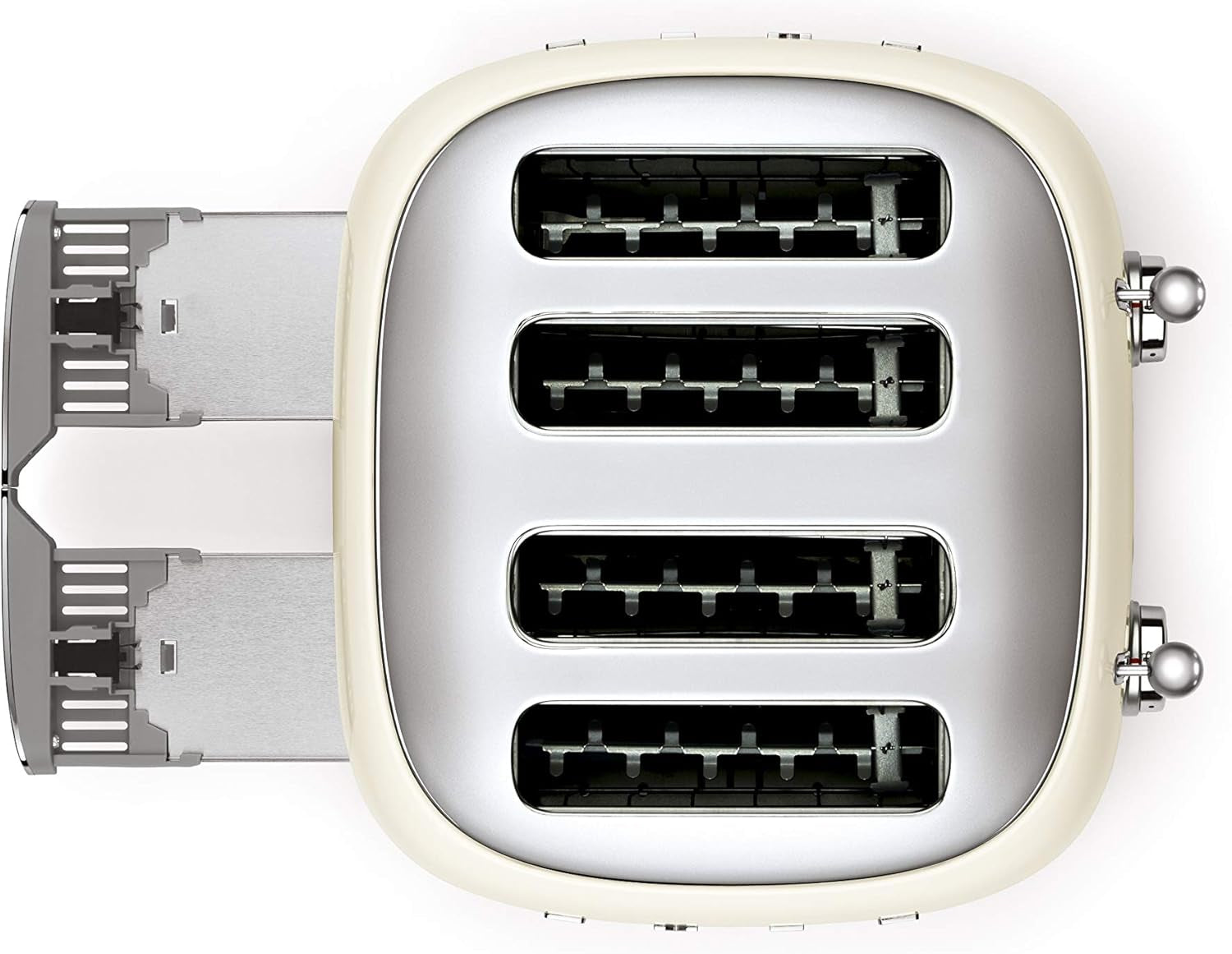 50'S Style Retro Aesthetic 4 Slice Toaster 6 Presets Extra Wide Slots Cream TSF03CRUS