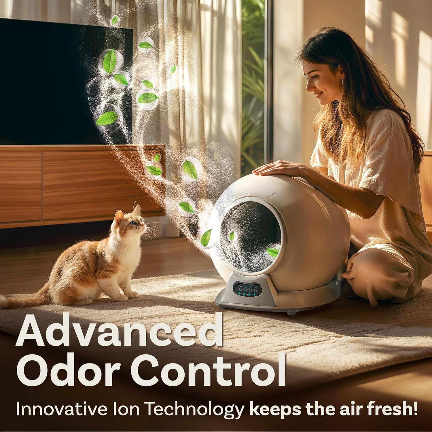 Self Cleaning Litter Box with Auto Safety Sensors for Multiple Cats - Automatic Cat Litter Box Self-Cleaning - Covered Odor Removal with APP Control - Compatible on All Wifi - Electric Robot