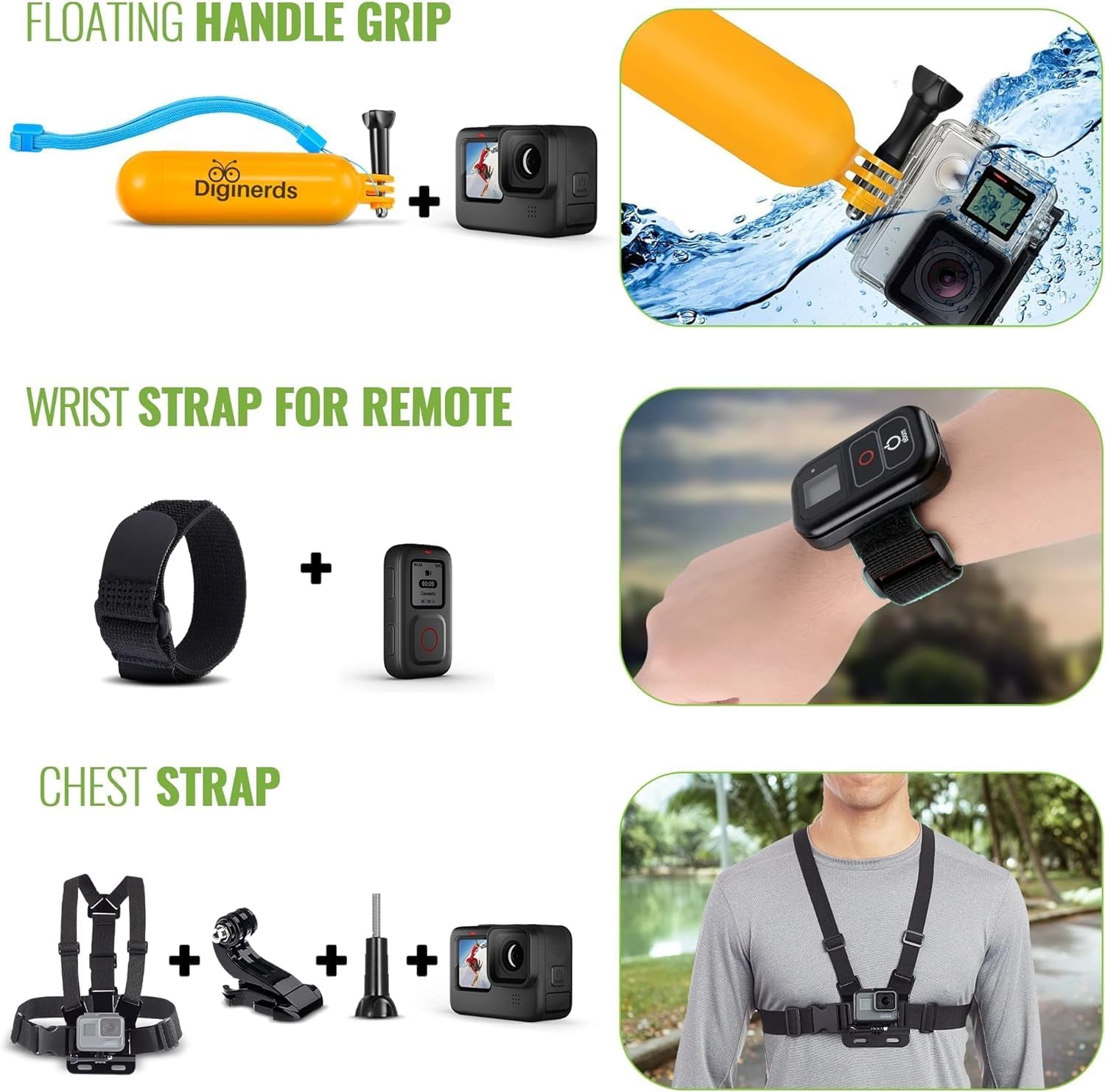 HERO12 (Hero 12) Black - Waterproof Action Camera with 5.3K HDR Video, 27MP Photos, 1/1.9" Image Sensor, Live Streaming, Webcam, Stabilization + 64GB Card & 50 Piece Accessory Kit - Bundle