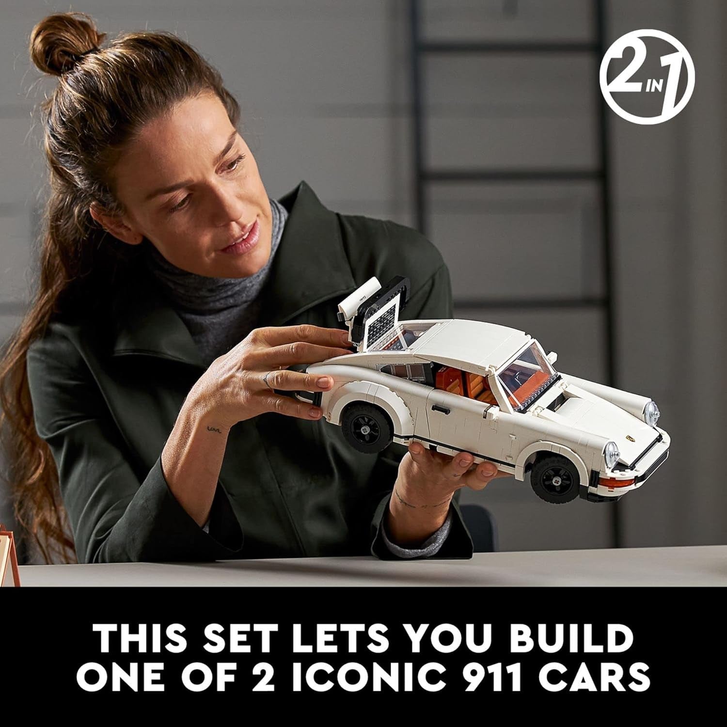 Icons Porsche 911 10295 Building Set, Collectible Turbo Targa, 2In1 Porsche Race Car Model Kit for Adults and Teens to Build, Gift Idea