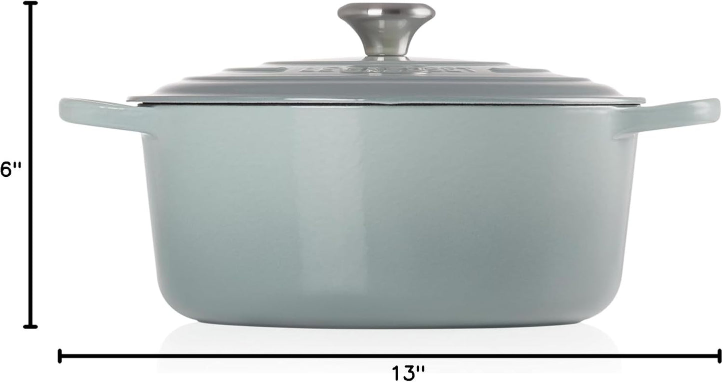 Enameled Cast Iron Signature round Dutch Oven with Lid, 7.25 Quart, Sea Salt