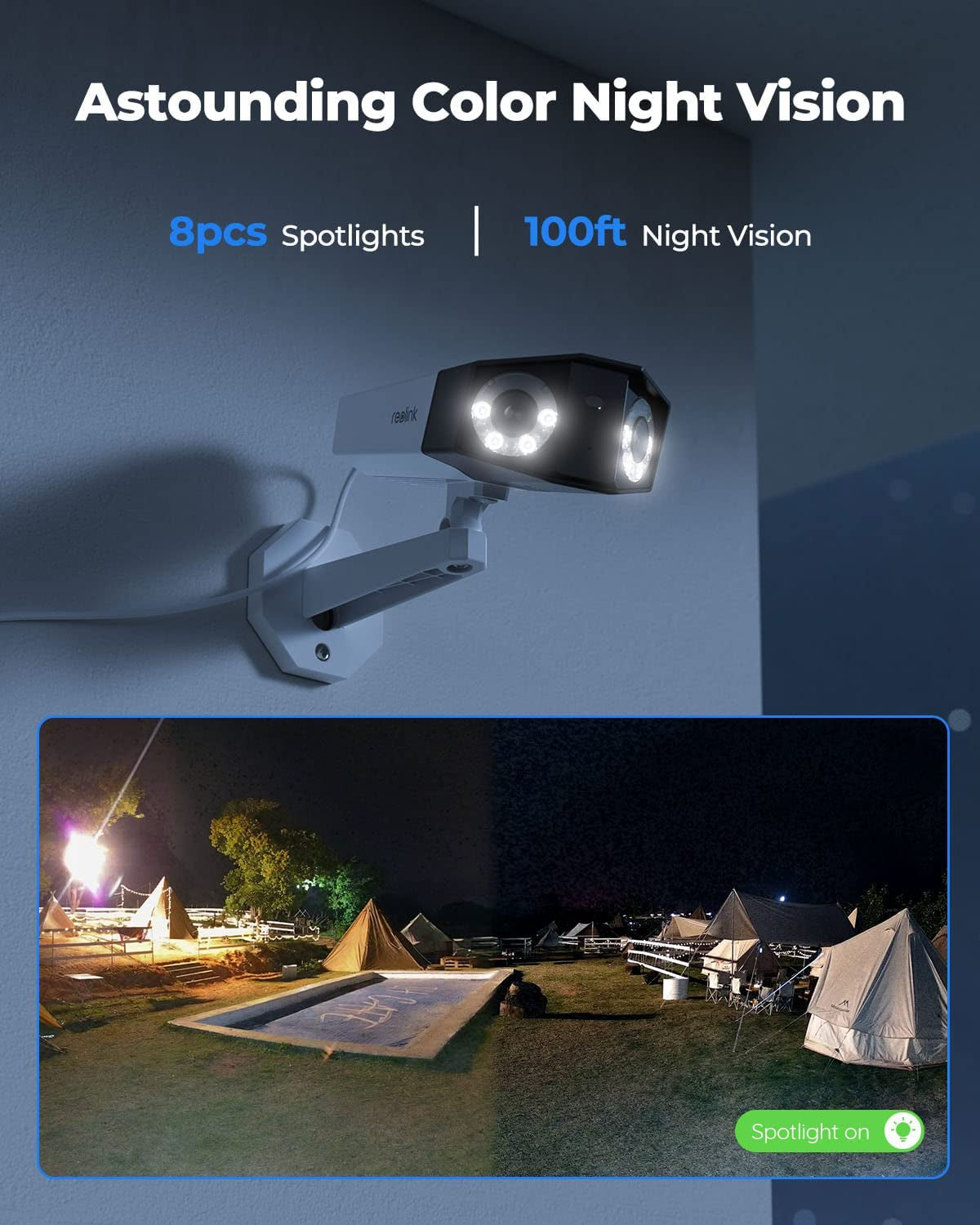 4K Poe Security Camera System, Home Outdoor IP Camera in 180 Degree Viewing Angle, Human/Vehicle/Pet Detection, Color Night Vision, Two Way Talk, up to 256GB Microsd Card, Duo 2 Poe