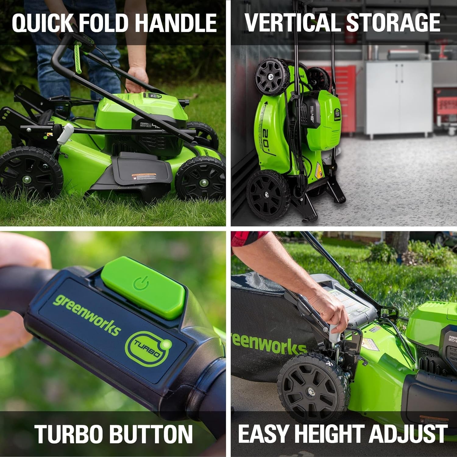 48V (2X24V) 5-Piece Garden Tool Set: 20" Push Mower, 12" String Trimmer, 320CFM Leaf Blower, 12" Chainsaw, 22" Hedge Trimmer - 3 Batteries, 2 Chargers, 3-Year Warranty