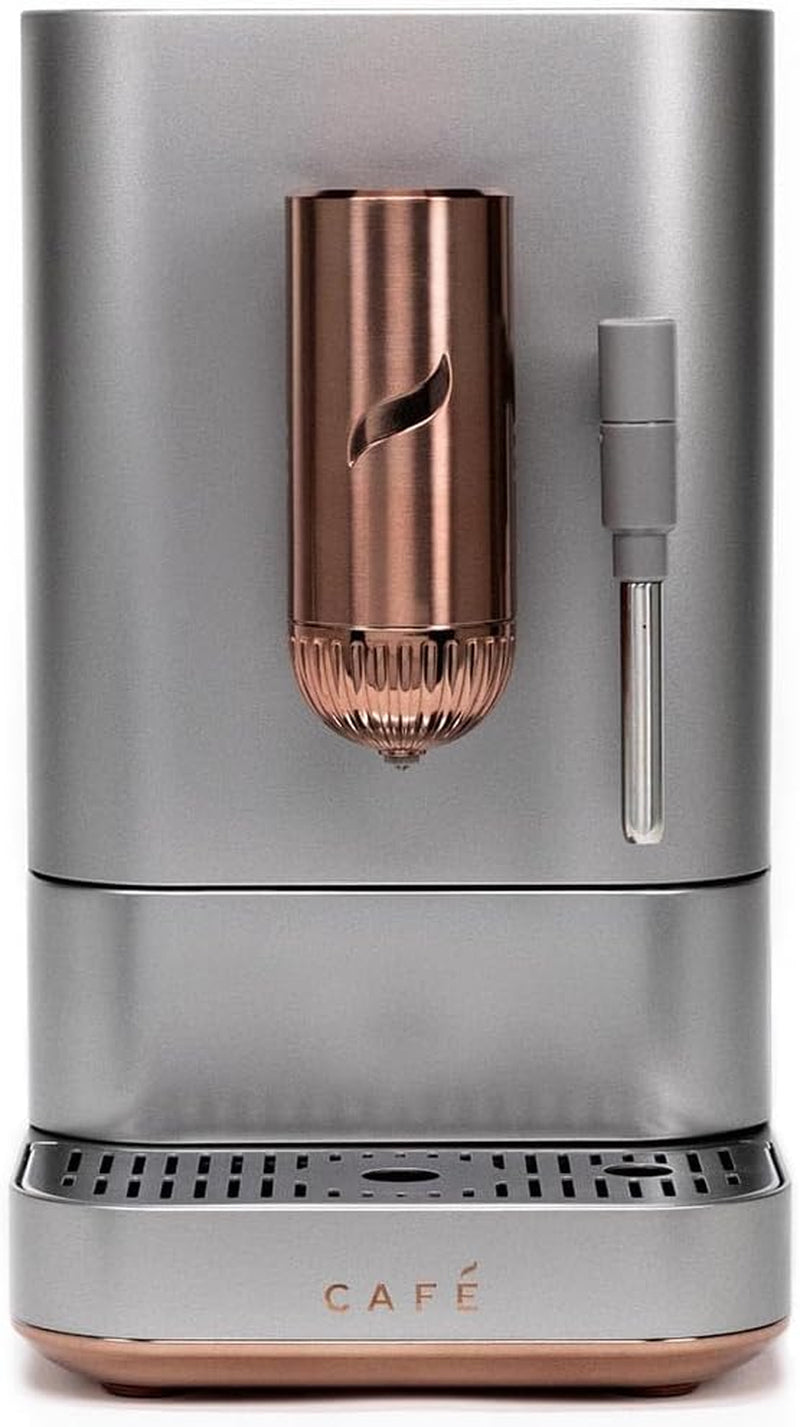 Affetto Automatic Espresso Machine + Milk Frother | Built-In & Adjustable Espresso Bean Grinder | One-Touch Brew in 90 Seconds | Steel Silver, 1.2 Liter, (C7CEBBS2RS3)