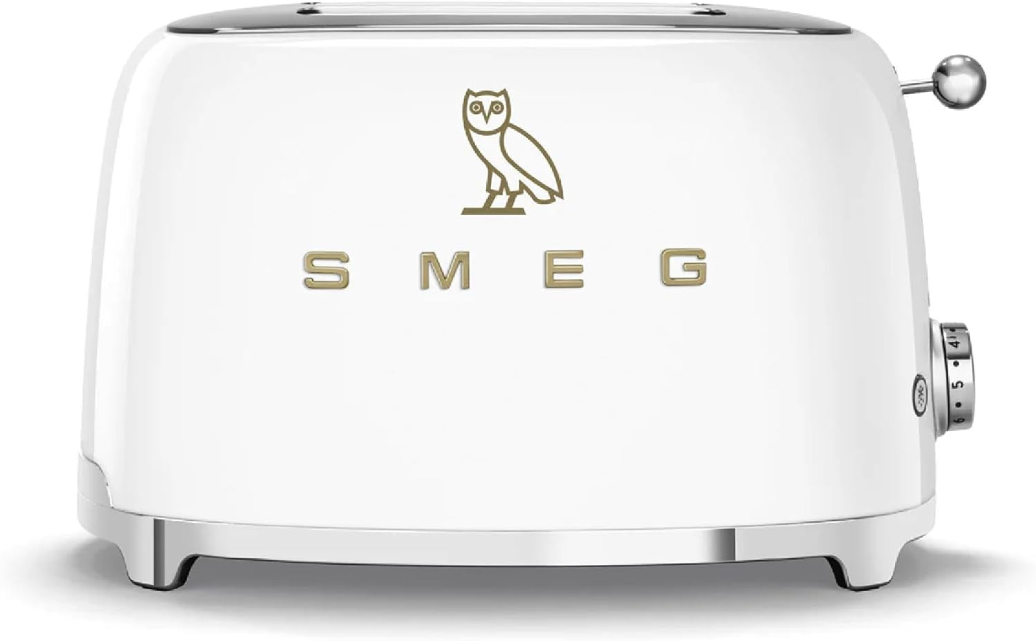 2-Slice Toaster, Stainless Steel, OVO Collection, Two Slice Toaster with 6 Presets and Removable Crumb Tray (Glossy White)
