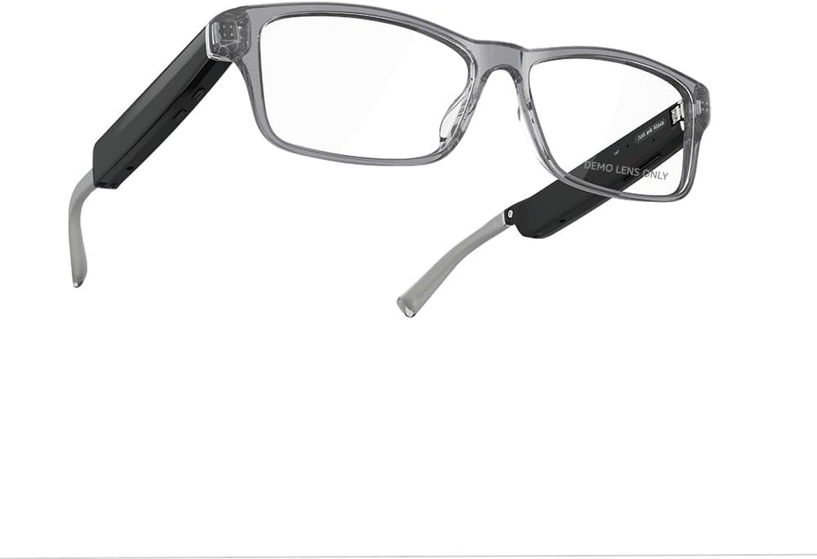 Echo Frames (Newest Model) + Echo Spot (Newest Model), Smart Glasses with Alexa, Modern Rectangle Frames in Charcoal Gray with Prescription Ready Lenses