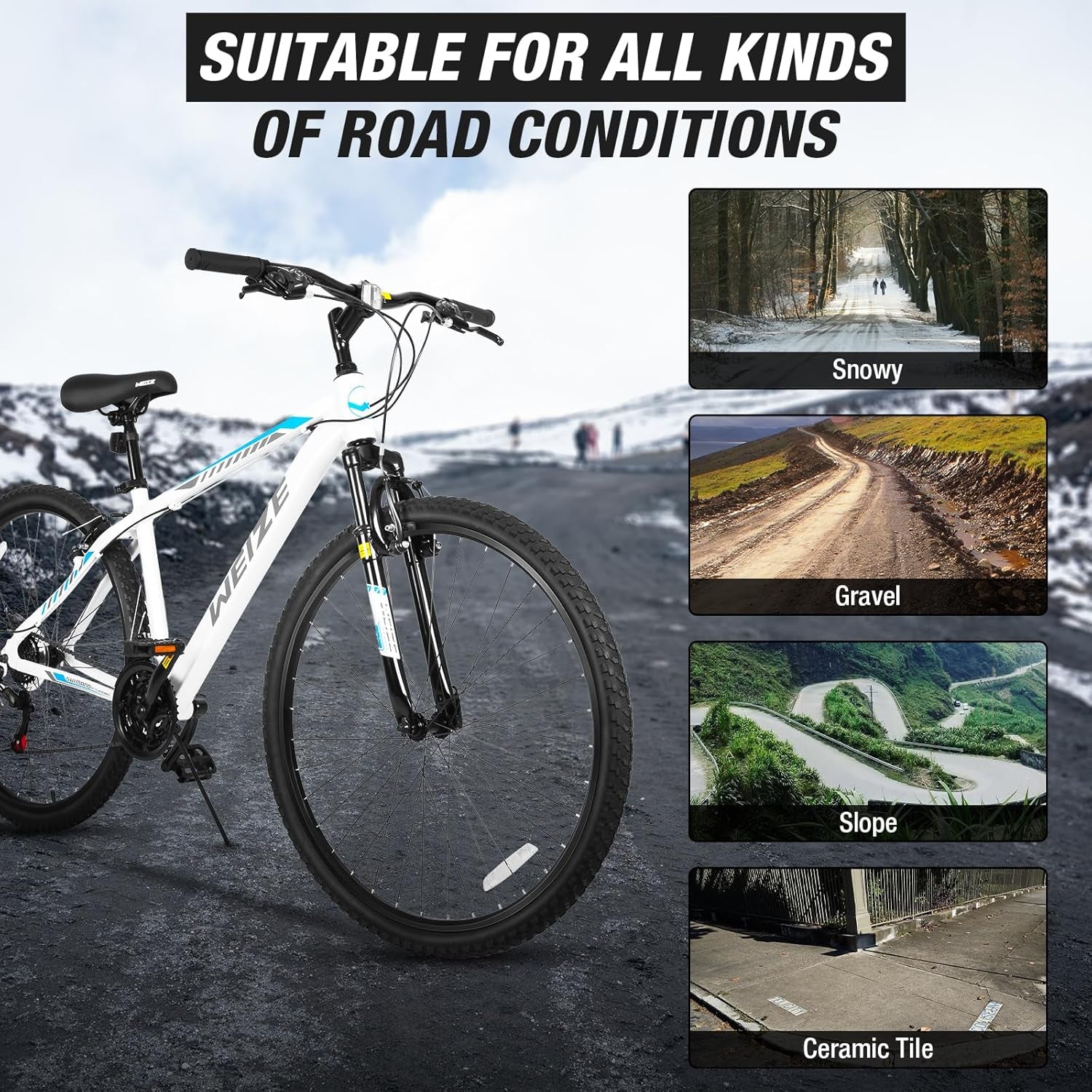 Hardtail Mountain Bike, 29 Inch Wheels Outdoor Cycling Bike, 21-Speed Trigger Shifter, Aluminum Frame for Men and Women, Comfort Saddle, MTB Bicycle with Suspension Fork