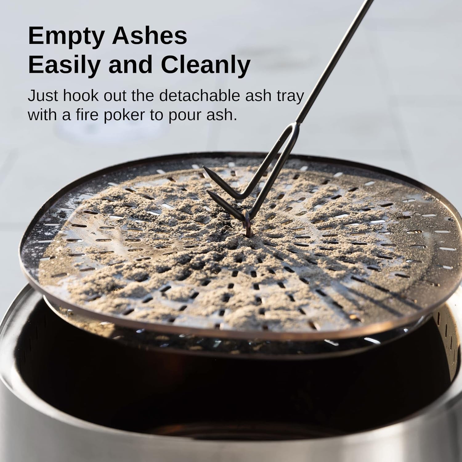 Camber Smokeless Fire Pit 29", Stainless Steel Fire Pits for outside Large Wood Burning Firepit with Poker & Removable Ash Pan, Portable Bonfire Pit for Patio, Backyard, Chisel Steel