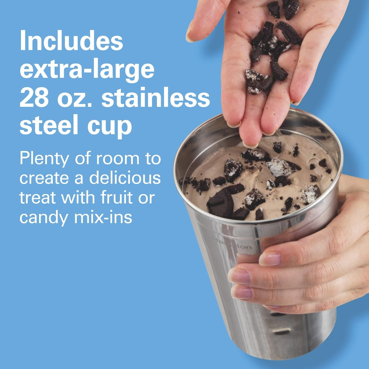 Drinkmaster Electric Drink Mixer, Retro Milkshake Maker & Milk Frother, 2 Speeds, Extra-Large 28 Oz. Stainless Steel Cup, Classic Chrome