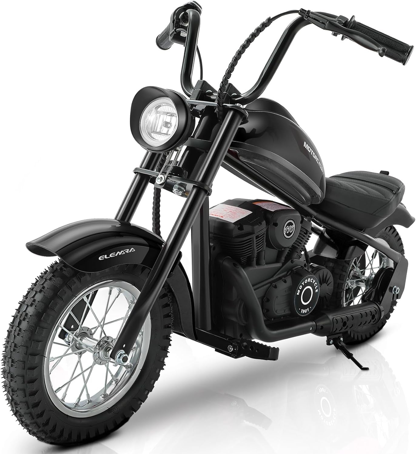 Electric Dirt Bike, 15 Mph & 150Lb Max, 24V Ride on Toy for Big Kids W/Led Lights & Power Display, Chain-Driven Motor, Twist-Grip Throttle, Shock Springs, Handbrake, 12" Air-Filled Tires-Black