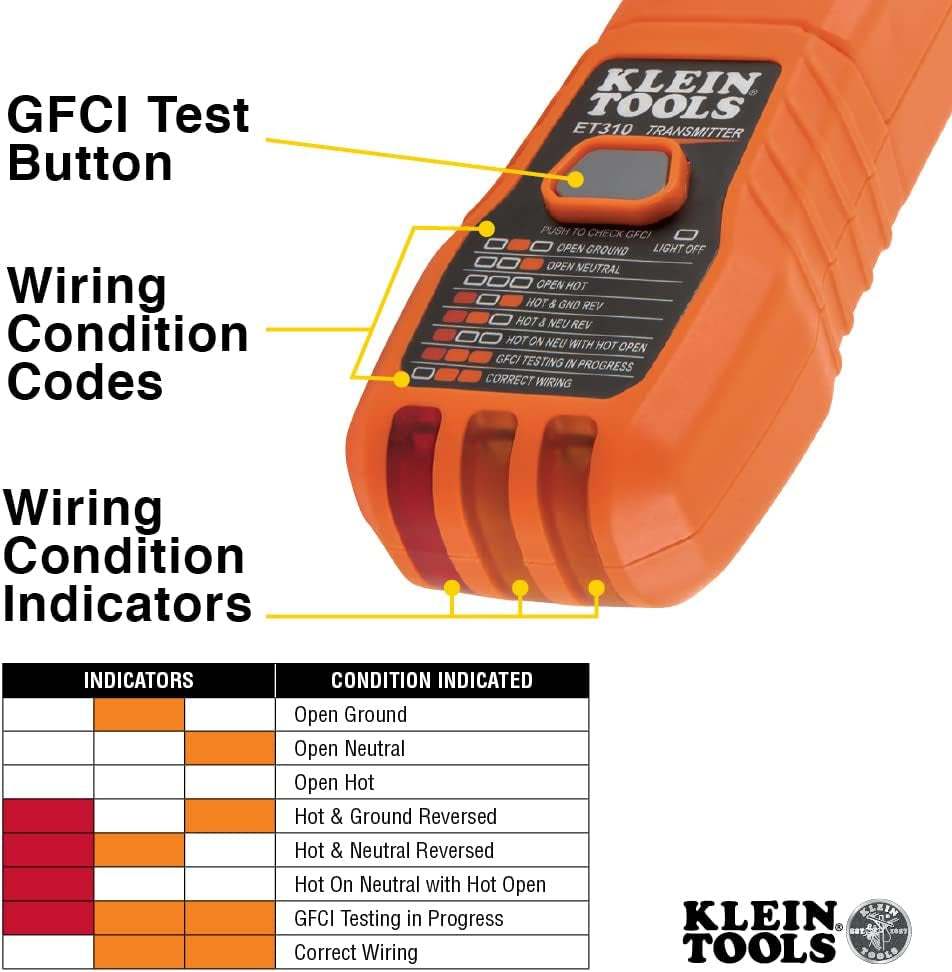 ET310 AC Circuit Breaker Finder, Electric and Voltage Tester with Integrated GFCI Outlet Tester