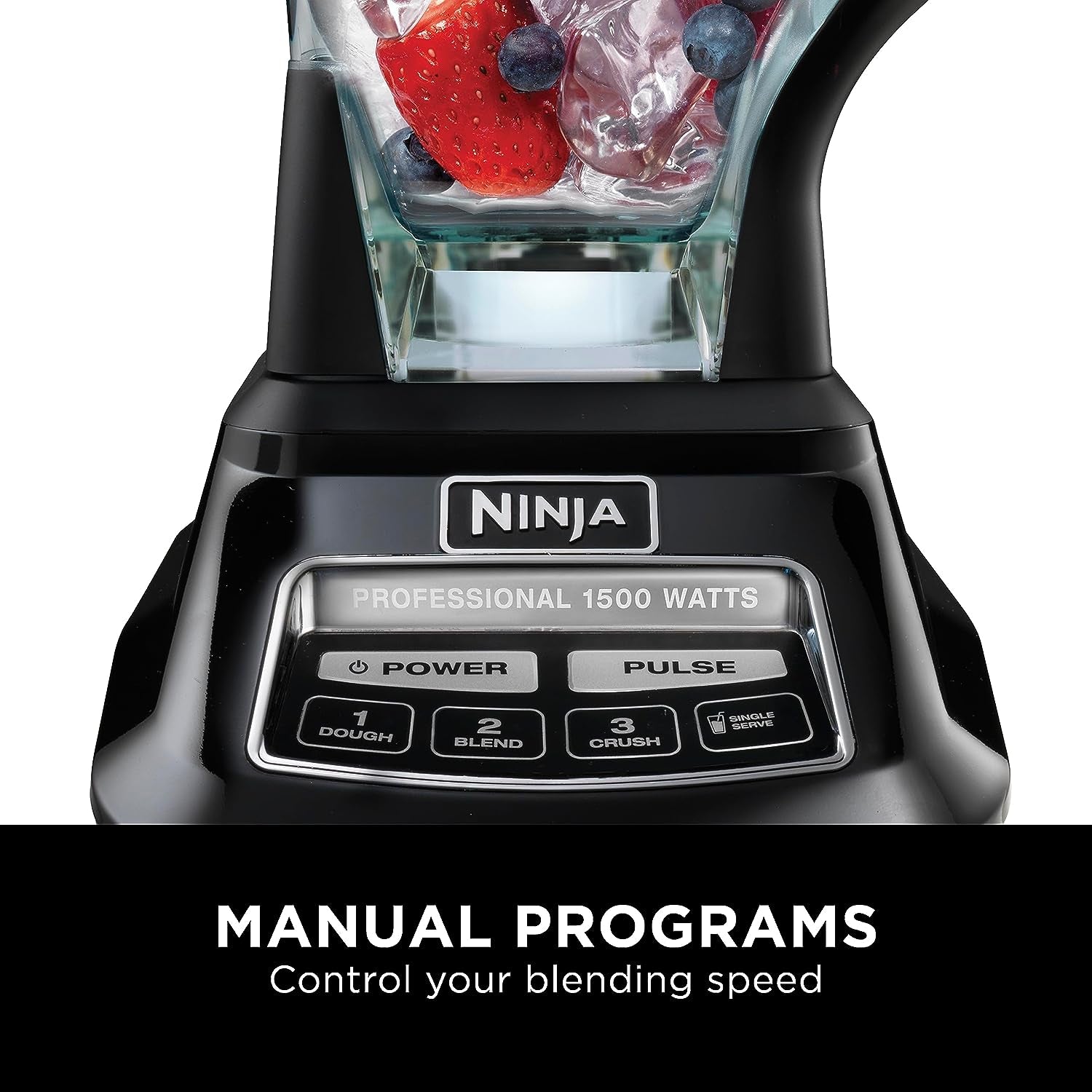 Blender, Mega Kitchen System, 1500W, 4 Functions for Smoothies, Processing, Dough, Drinks & More, with 72 Blender Pitcher, 64 Processor Bowl, 2 Nutri Cups + Lids, Black, BL770