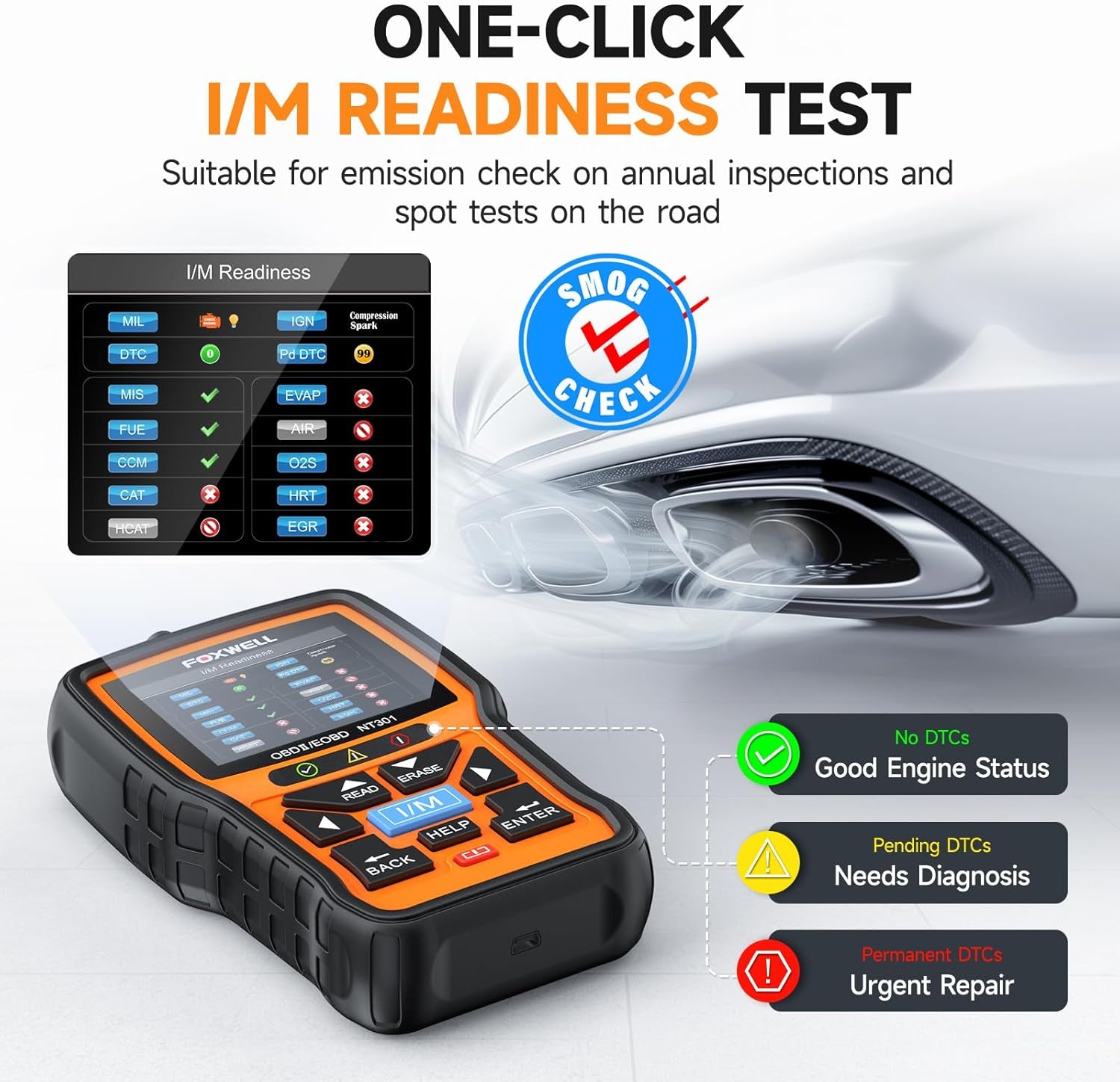 NT301 OBD2 Scanner Live Data Professional Mechanic OBDII Diagnostic Code Reader Tool for Check Engine Light