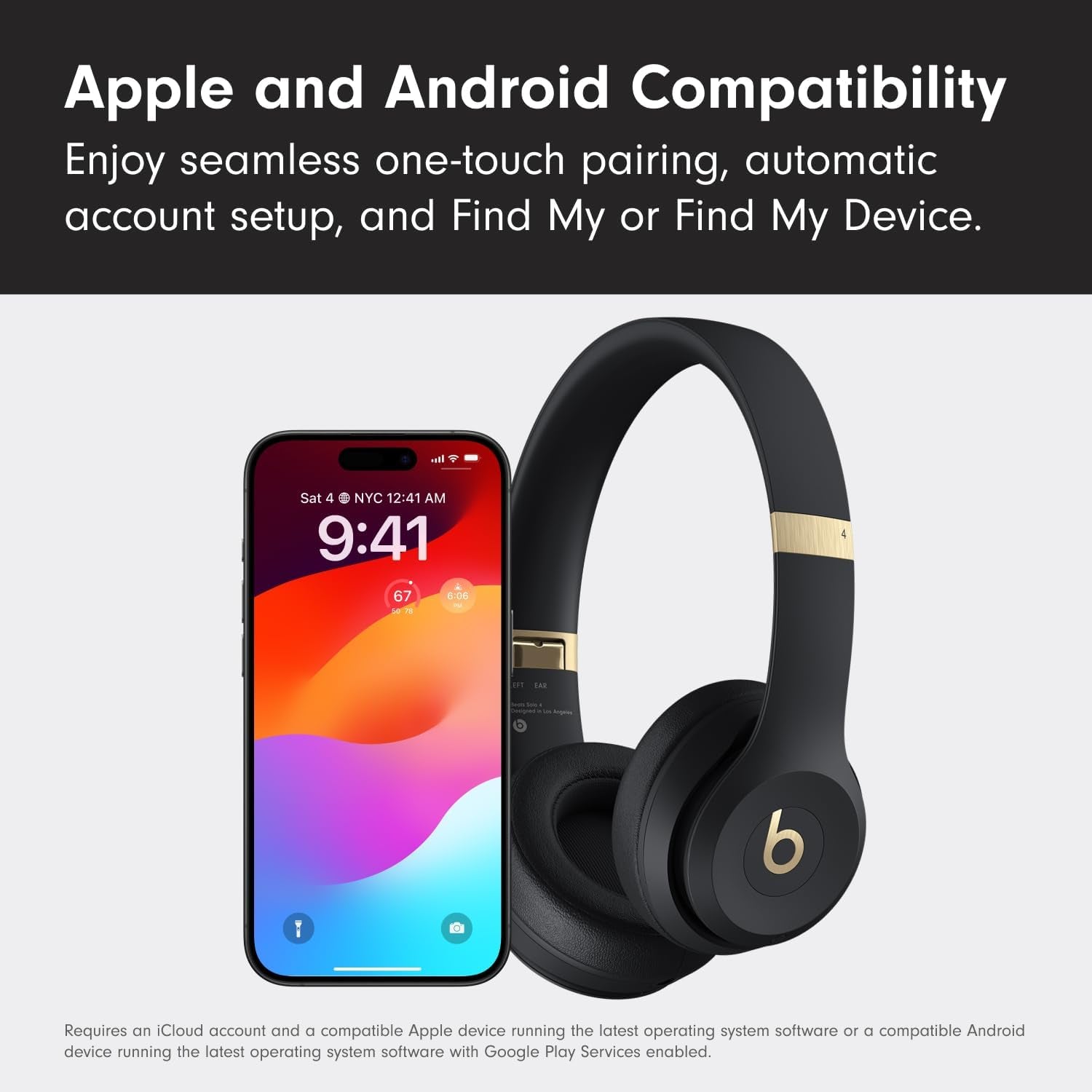 Solo 4 - Wireless Bluetooth On-Ear Headphones, Apple & Android Compatible, up to 50 Hours of Battery Life - Black & Gold