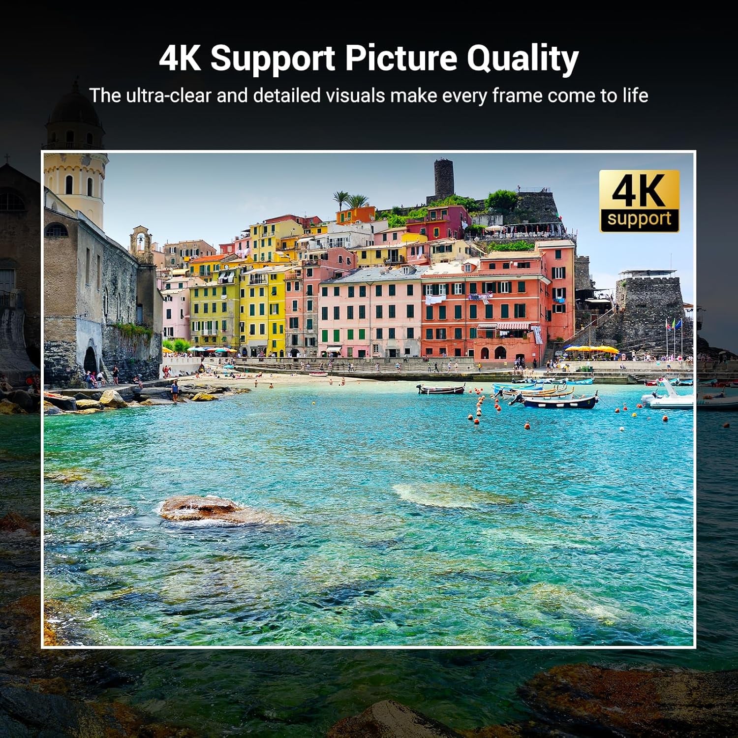 Official Licensed Netflix Smart Projector, Projector 4K with Wifi and Bluetooth, Doiby Audio, Built-In Apps, Native 1080P 1000ANSI, Electric Focus, Portable Projector for Home Cinema, Bedroom