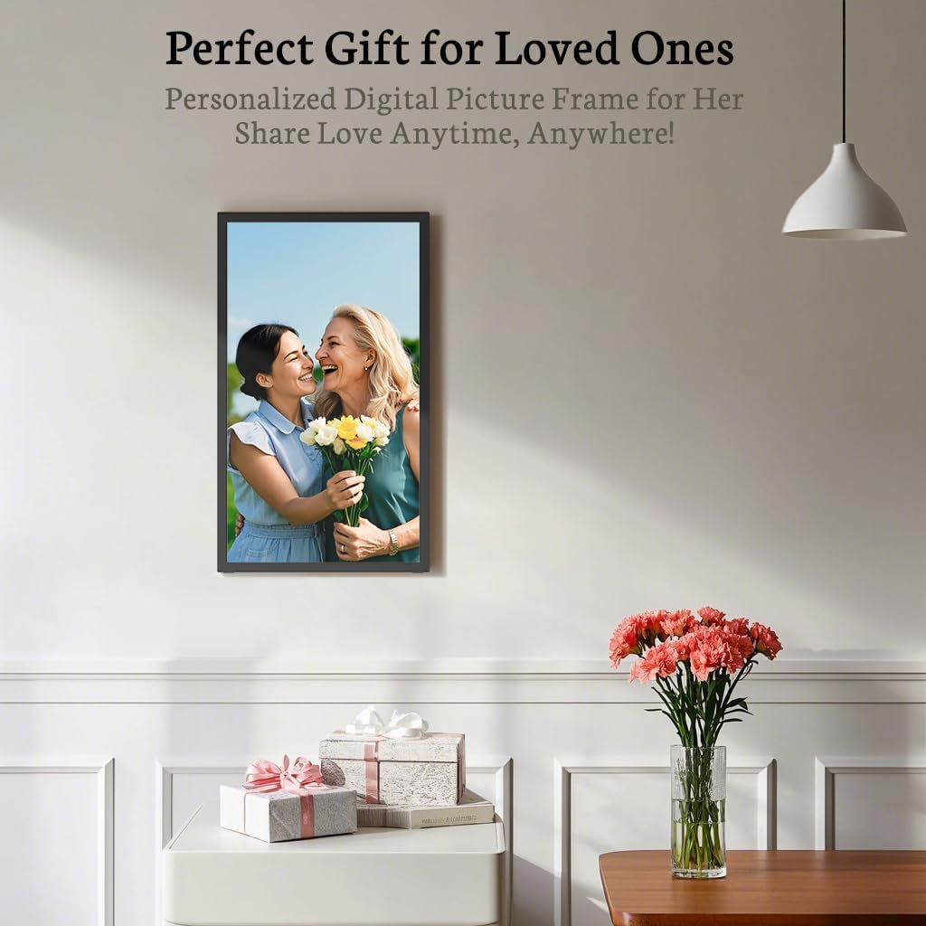 Large Digital Picture Frame 21.5 Inch, Touchscreen 1920X1080 FHD Wifi Digital Photo Frame Electronic 32GB Remote Control, Share Pictures/Videos via App/Usb/Sd Easy Setup Gifts for Mom, Black