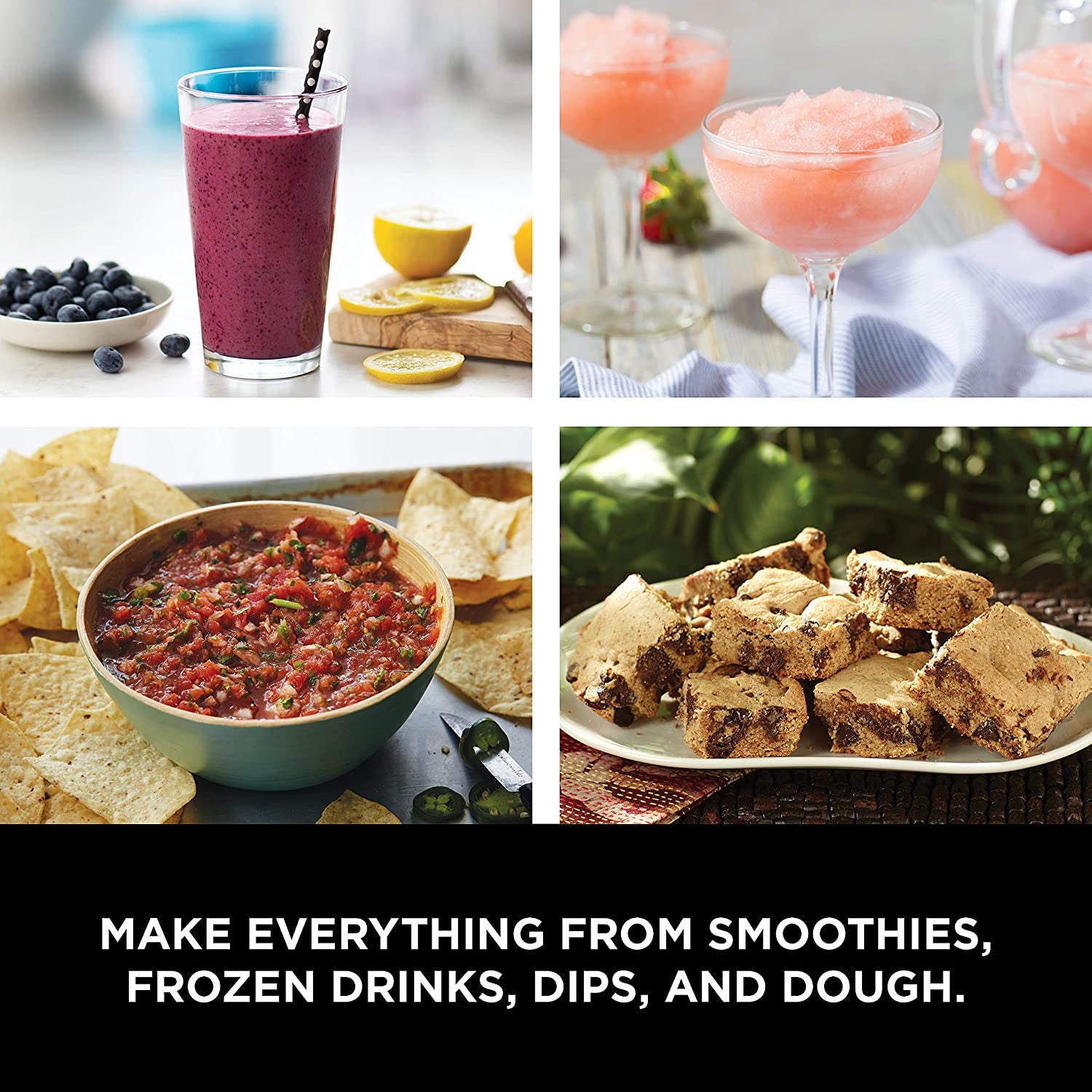 Blender, Mega Kitchen System, 1500W, 4 Functions for Smoothies, Processing, Dough, Drinks & More, with 72 Blender Pitcher, 64 Processor Bowl, 2 Nutri Cups + Lids, Black, BL770