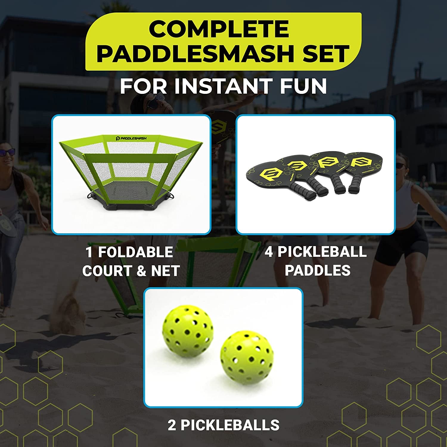 Pickleball Yard Game as Seen on Shark Tank - Beach, Backyard, Tailgate & Lawn, Outdoor Activities for Adults and Family - Easy Assembly