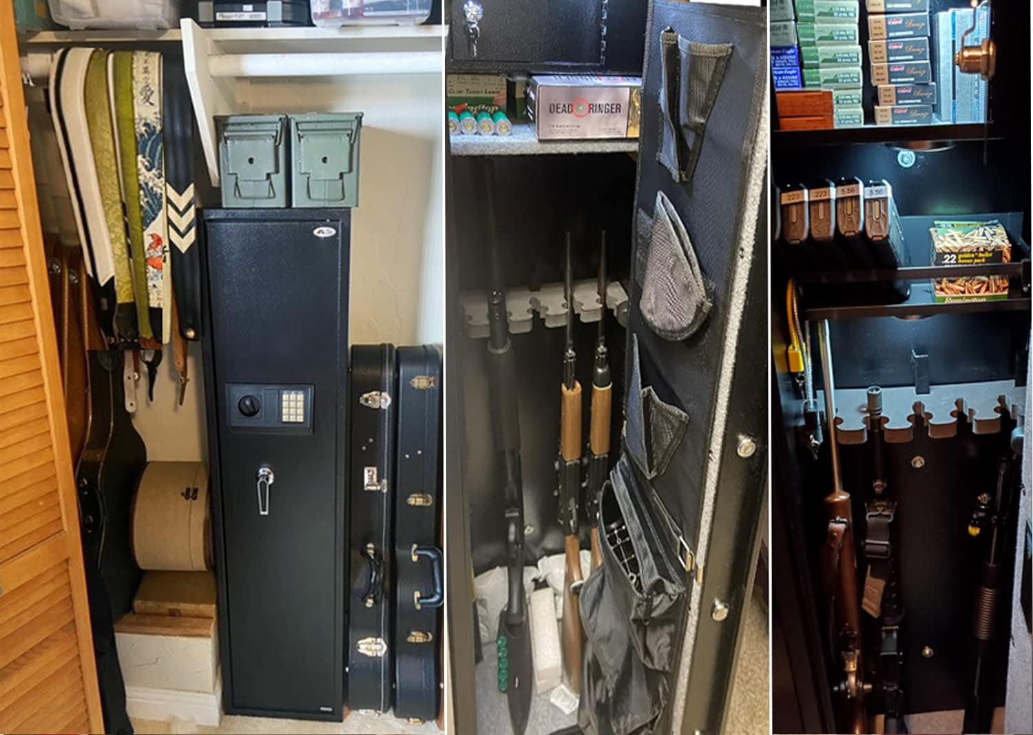 Large Rifle Safe, Long Gun Safe for Rifle Shotgun for Home, Quick Access 5-6 Gun Storage Cabinet with a Handgun Lock Box and a Removable Shelf, Silent Mode(Pin Code Version)