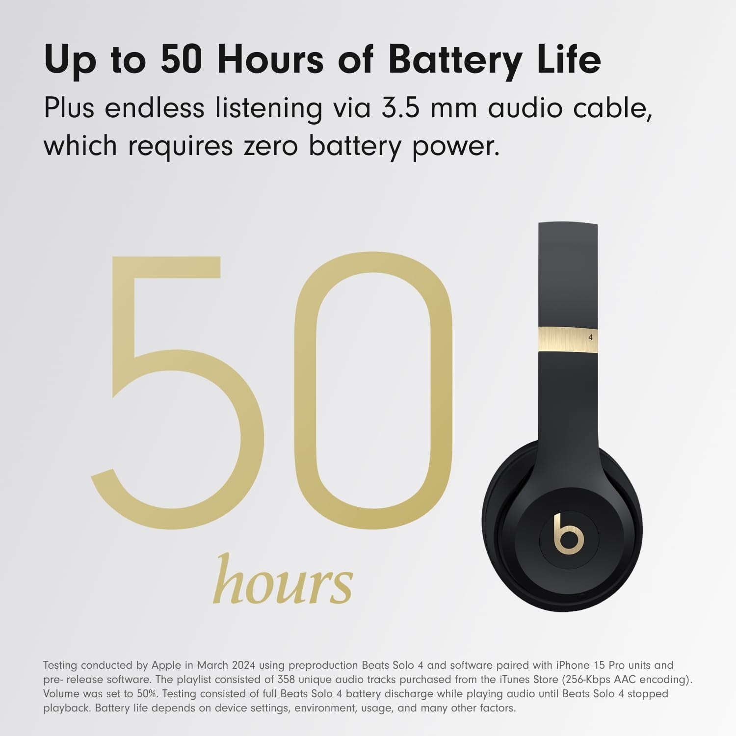 Solo 4 - Wireless Bluetooth On-Ear Headphones, Apple & Android Compatible, up to 50 Hours of Battery Life - Black & Gold