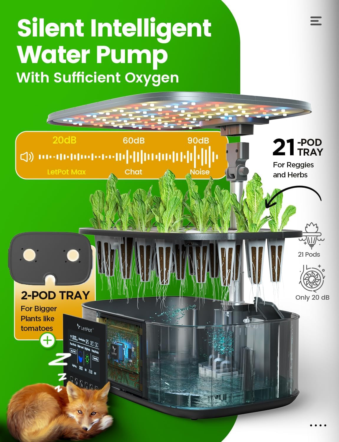 Lph-Max Hydroponics Growing System Kit, 21 Pods APP & Wifi Automatic Controlled Smart Indoor Garden with 36W LED Grow Light, Auto Drip Irrigation Kits, Self-Managed Nurturing & Watering