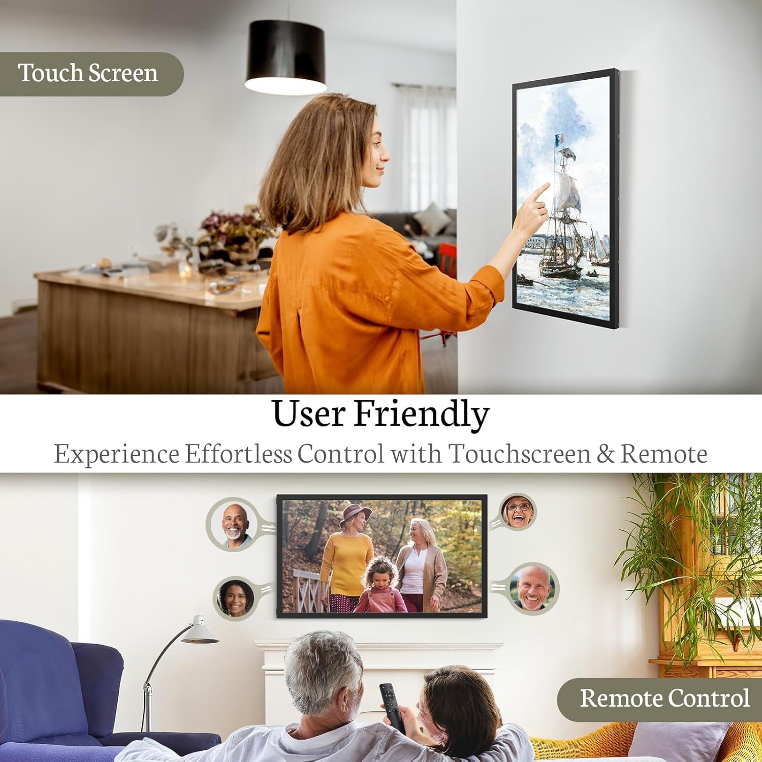 Large Digital Picture Frame 21.5 Inch, Touchscreen 1920X1080 FHD Wifi Digital Photo Frame Electronic 32GB Remote Control, Share Pictures/Videos via App/Usb/Sd Easy Setup Gifts for Mom, Black