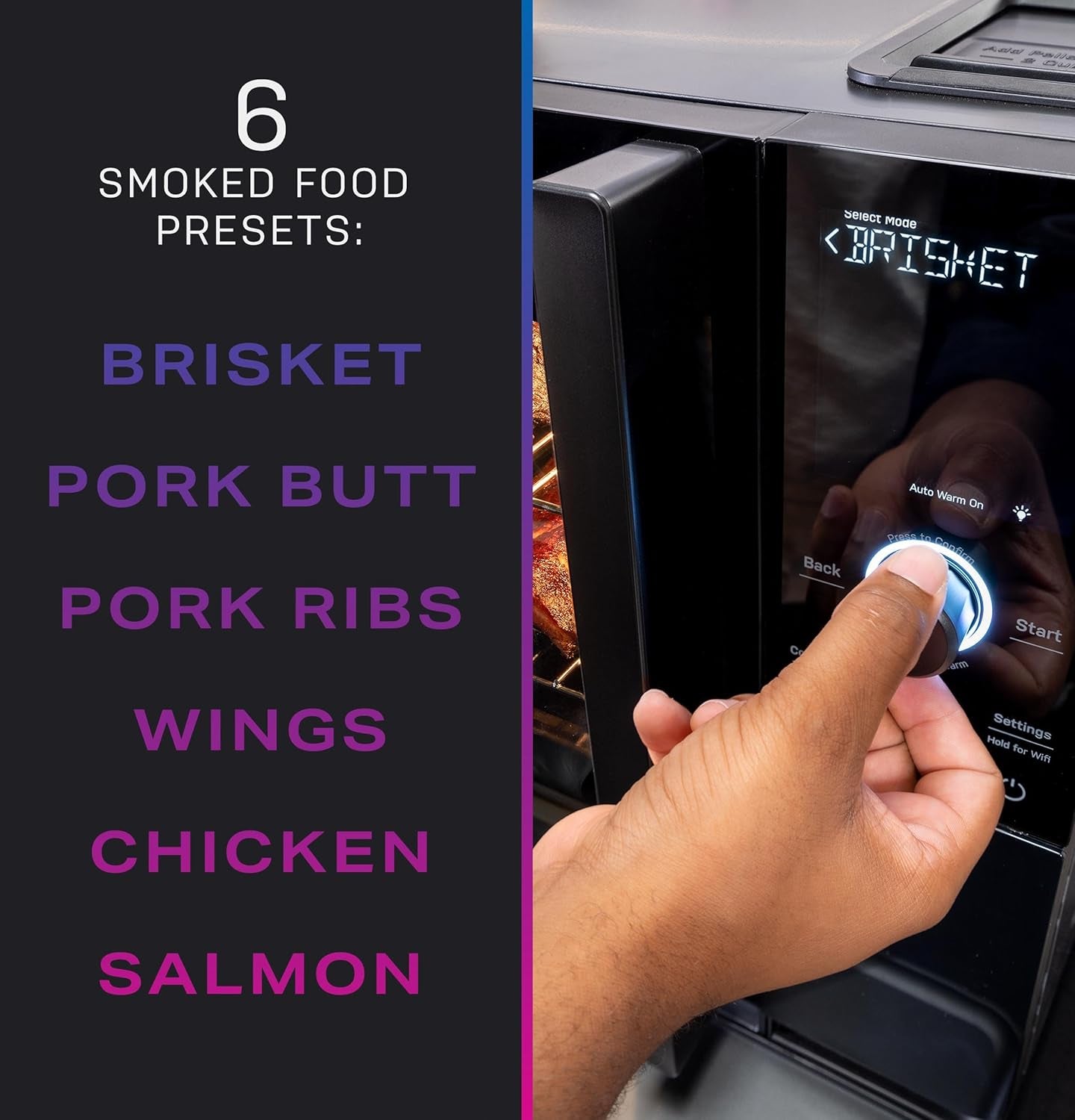 ™ Smart Indoor Pellet Smoker, with Active Smoke Filtration, 5 Smoke Control Settings, Wifi Connected, Electric, Countertop BBQ Appliance, Black