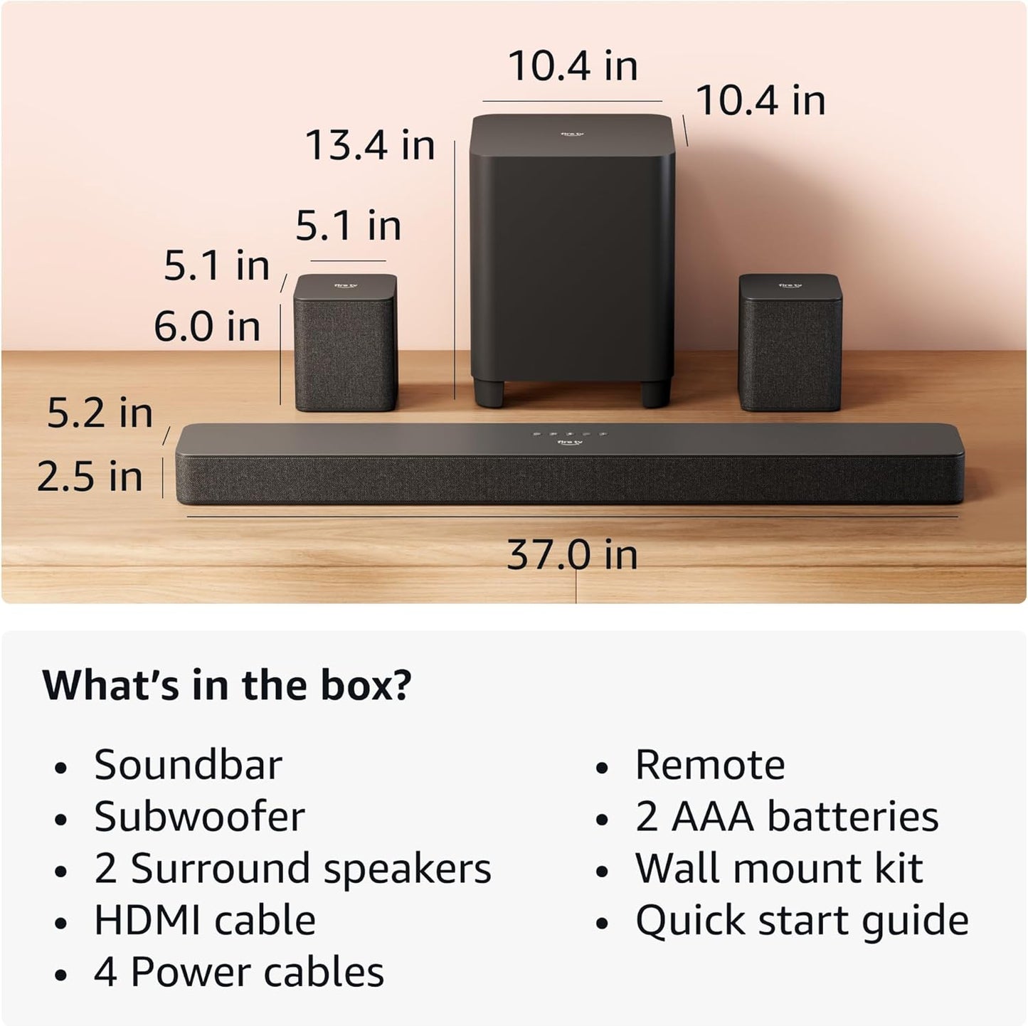 Fire TV Soundbar plus with Subwoofer and Surround Sound Speakers (Newest Model), 5.1 Channel, Dolby Atmos, Clear Dialogue