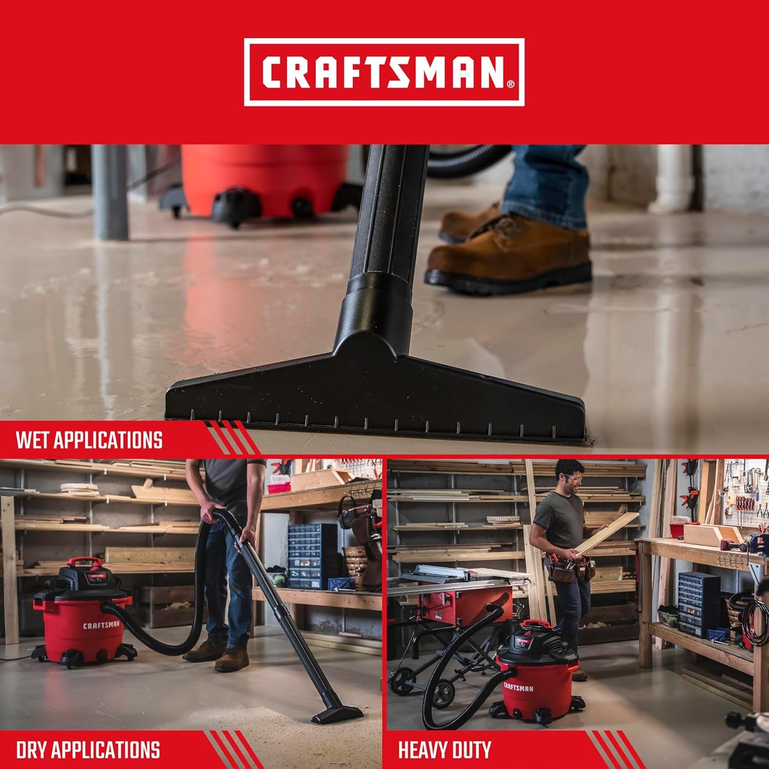 CMXEVBE17595 16 Gallon 6.5 Peak HP Wet Dry Vac, Heavy-Duty Shop Vacuum Wet and Dry with Filter, Dust Bag, Hose and Attachments for Home Projects & Renovations