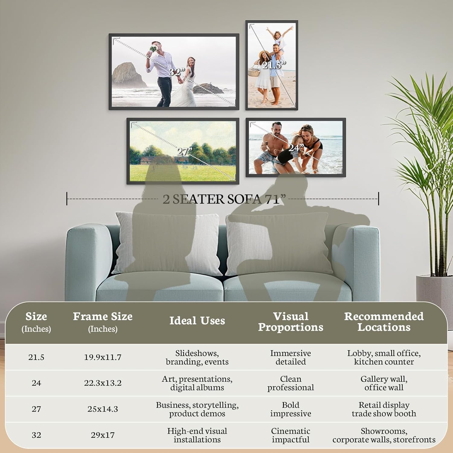 Large Digital Picture Frame 21.5 Inch, Touchscreen 1920X1080 FHD Wifi Digital Photo Frame Electronic 32GB Remote Control, Share Pictures/Videos via App/Usb/Sd Easy Setup Gifts for Mom, Black