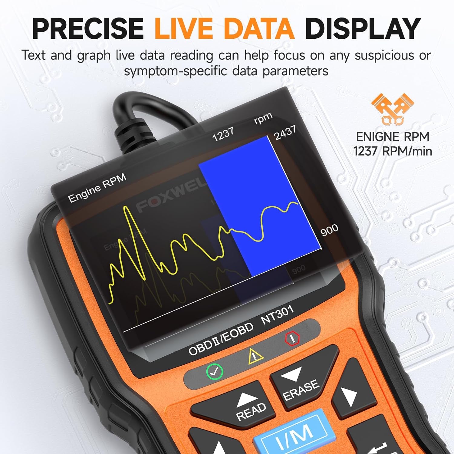 NT301 OBD2 Scanner Live Data Professional Mechanic OBDII Diagnostic Code Reader Tool for Check Engine Light