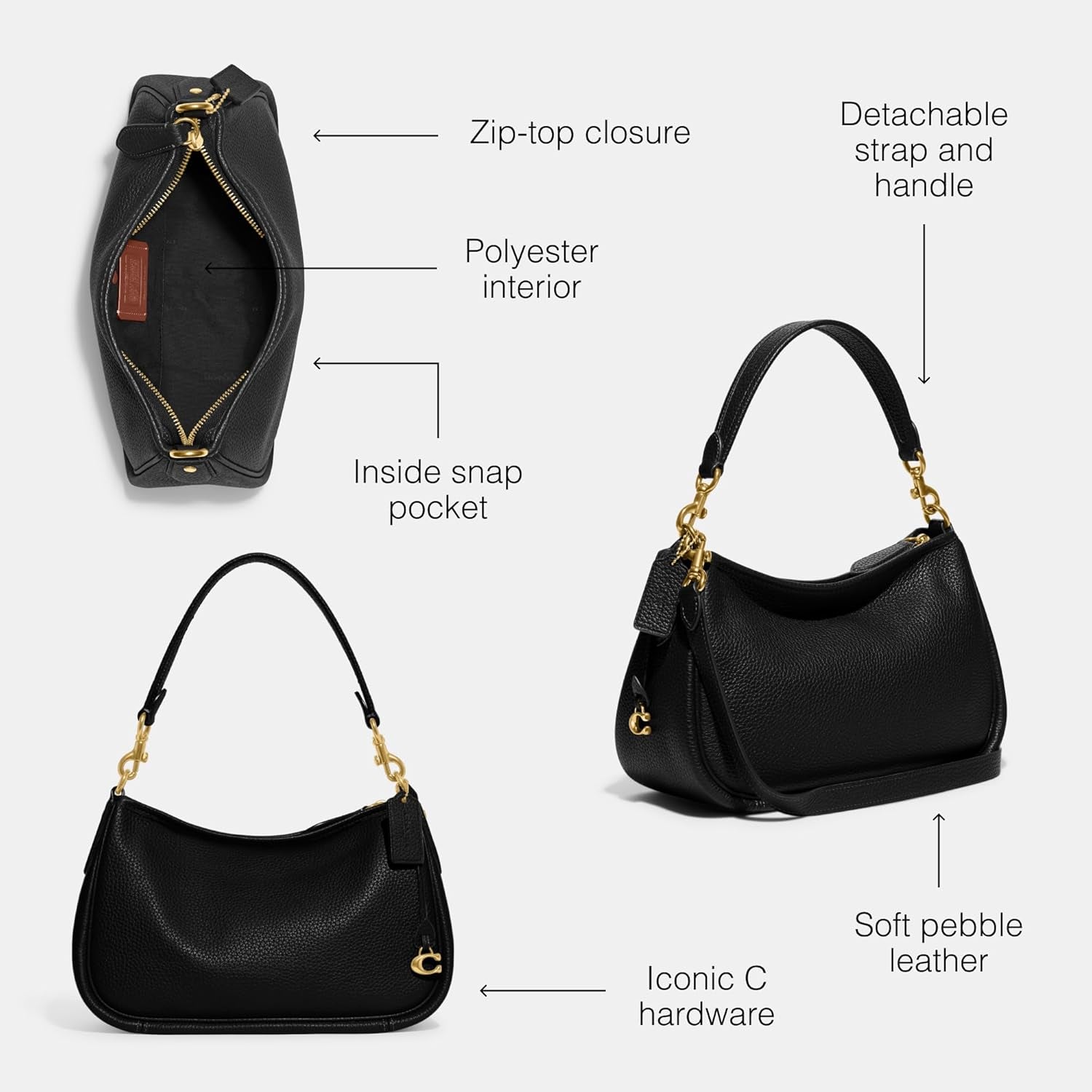 Women'S Soft Pebble Leather Cary Crossbody Bag